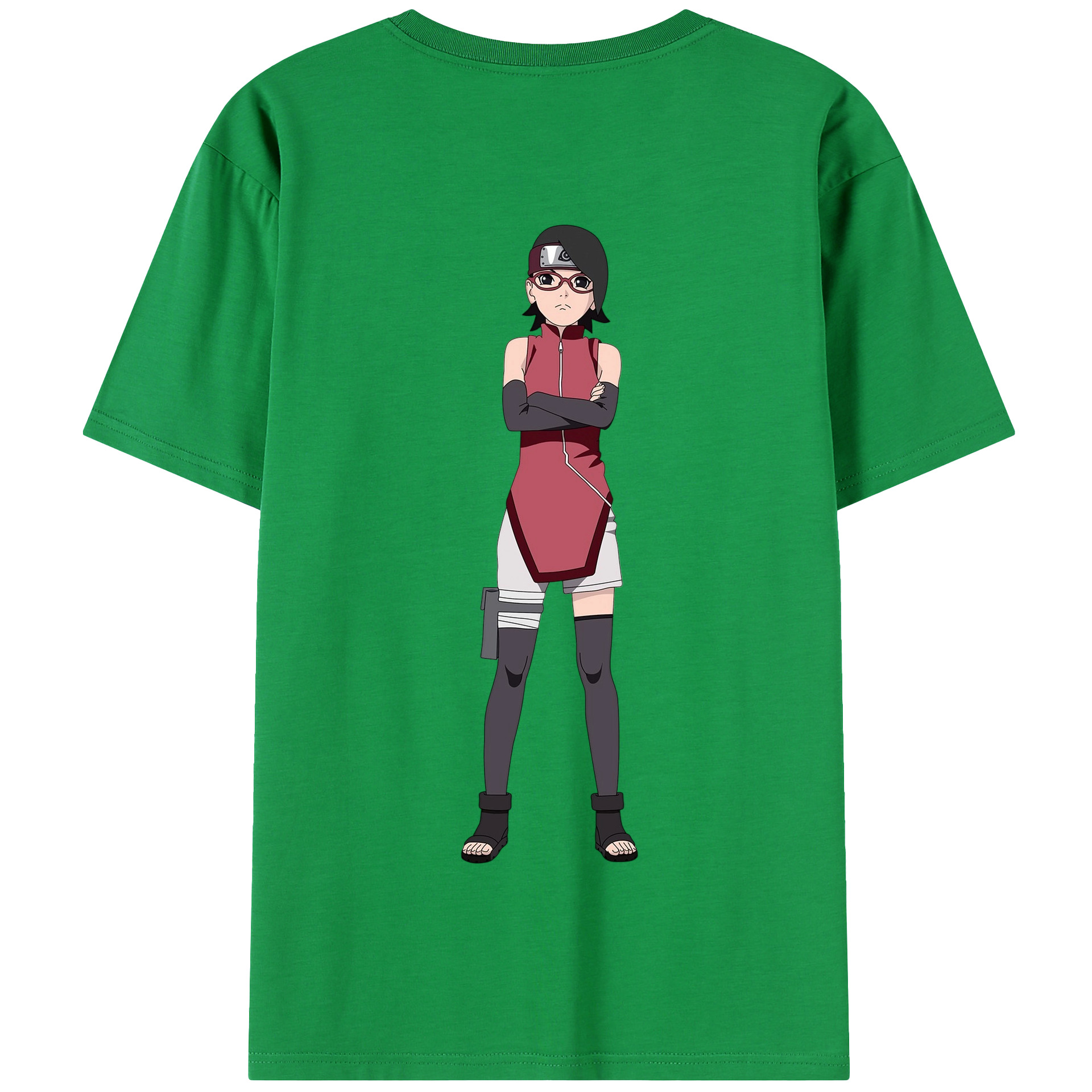 （画像用） NARUTO -ナルト- うちは サラダ Uchiha Sarada 綿100％半袖Tシャツ（背面プリント）