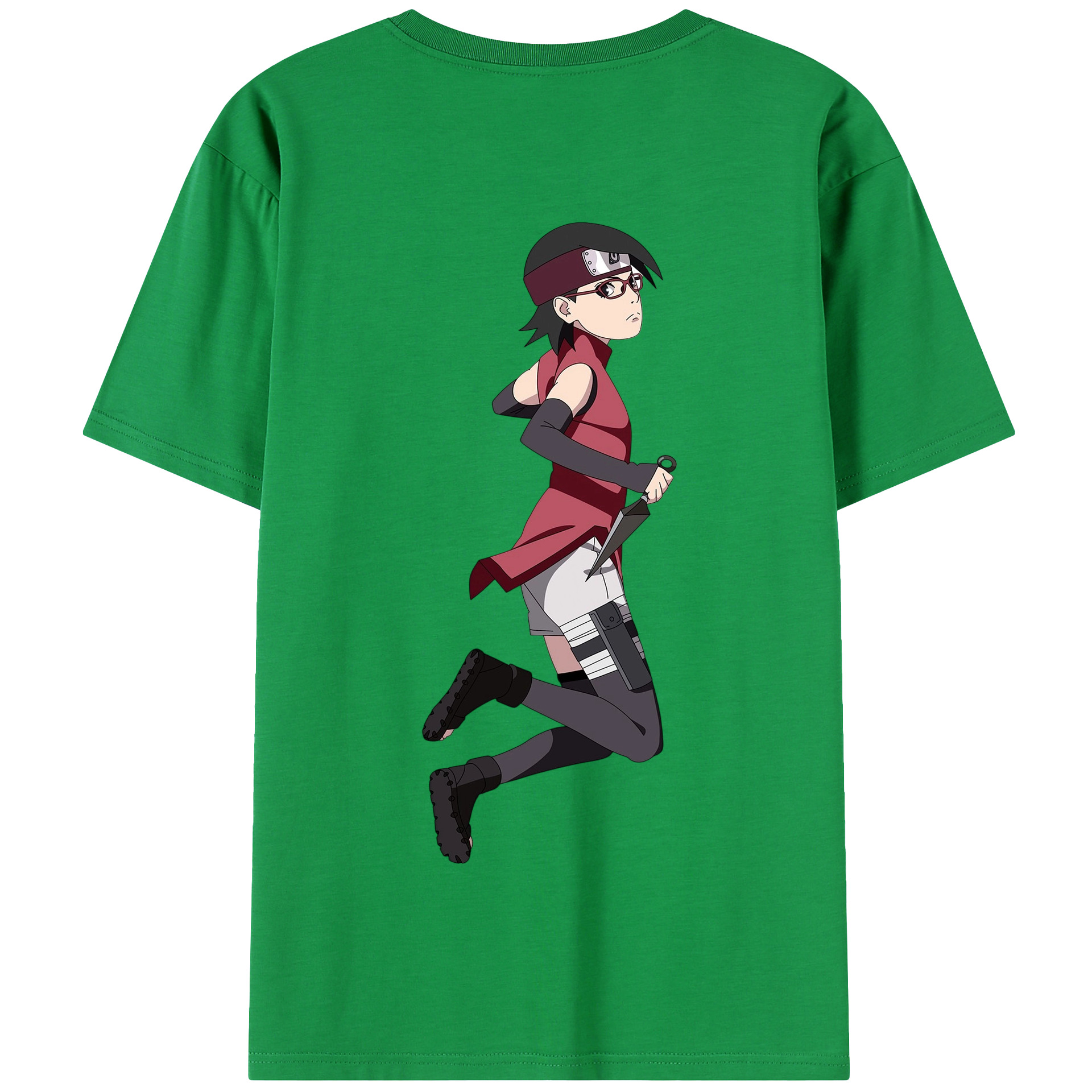 （画像用） NARUTO -ナルト- うちは サラダ Uchiha Sarada 綿100％半袖Tシャツ（背面プリント）