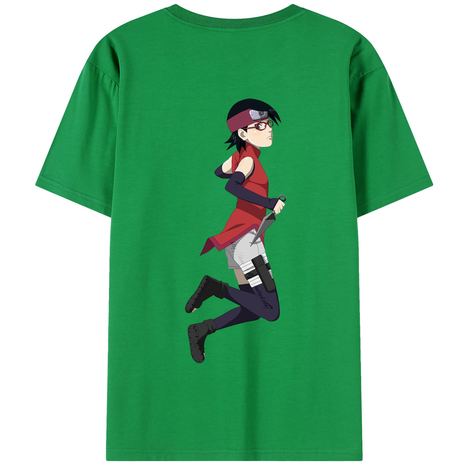 （画像用） NARUTO -ナルト- うちは サラダ Uchiha Sarada 綿100％半袖Tシャツ（背面プリント）