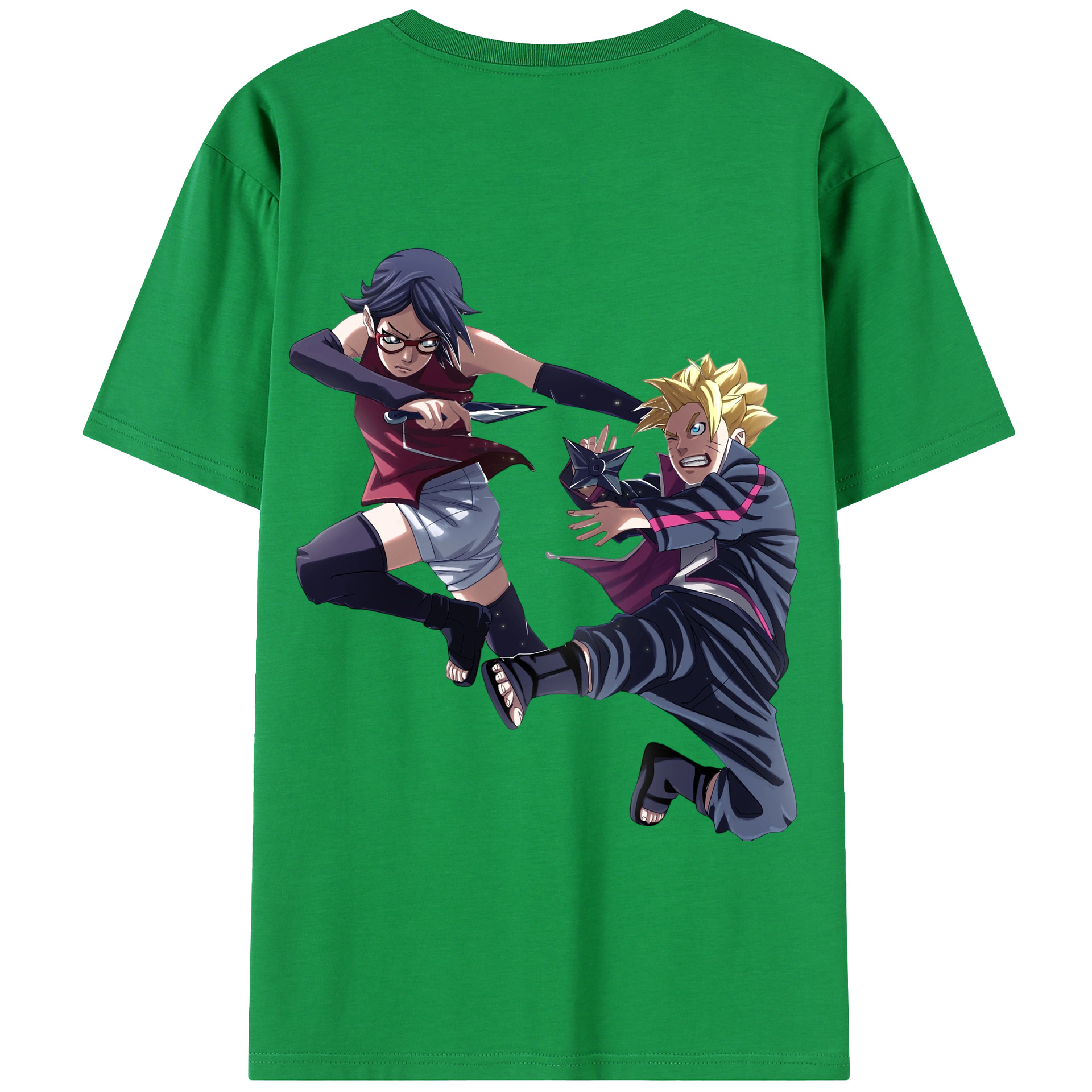 （画像用） NARUTO -ナルト- うちは サラダ Uchiha Sarada 綿100％半袖Tシャツ（背面プリント）