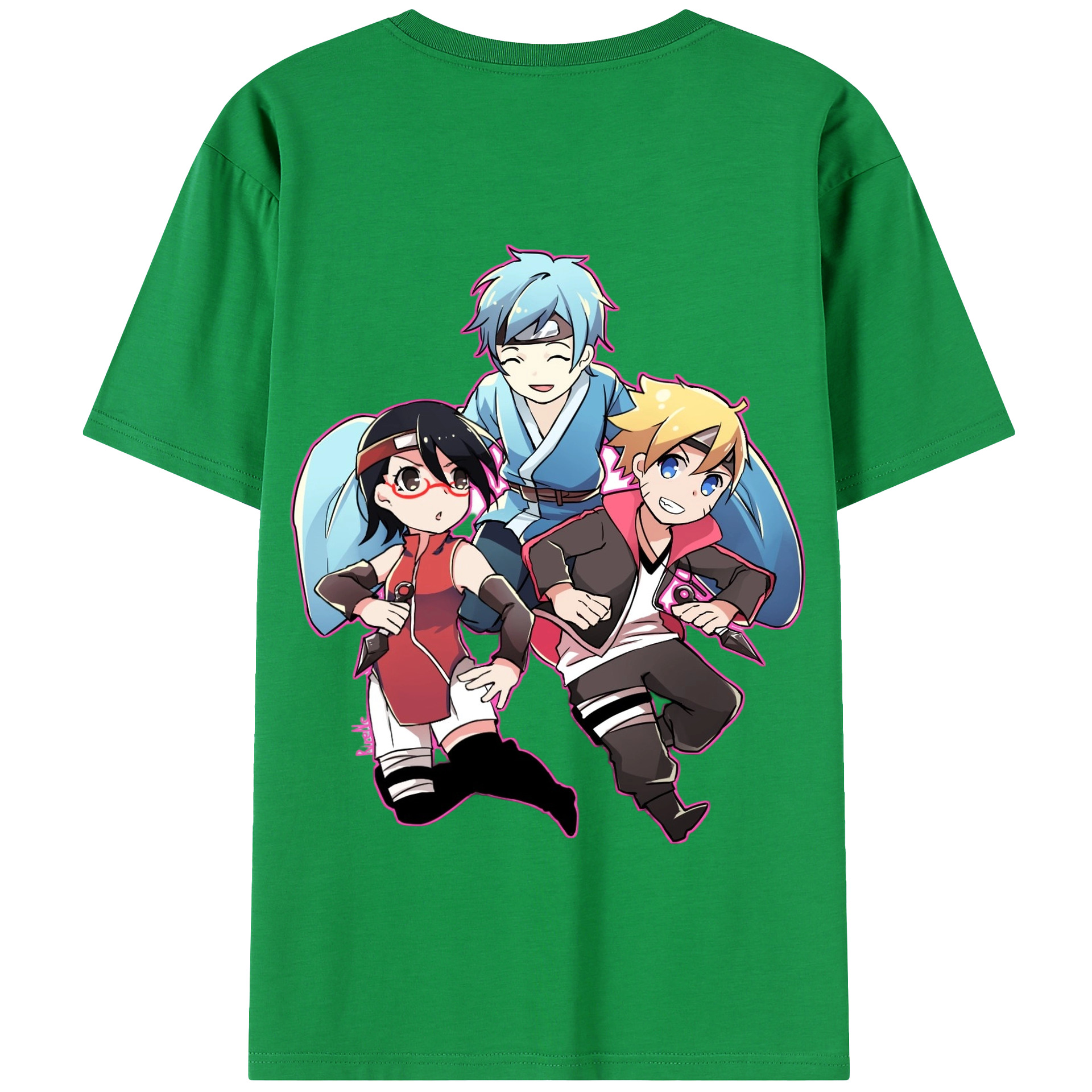 （画像用） NARUTO -ナルト- うちは サラダ Uchiha Sarada 綿100％半袖Tシャツ（背面プリント）