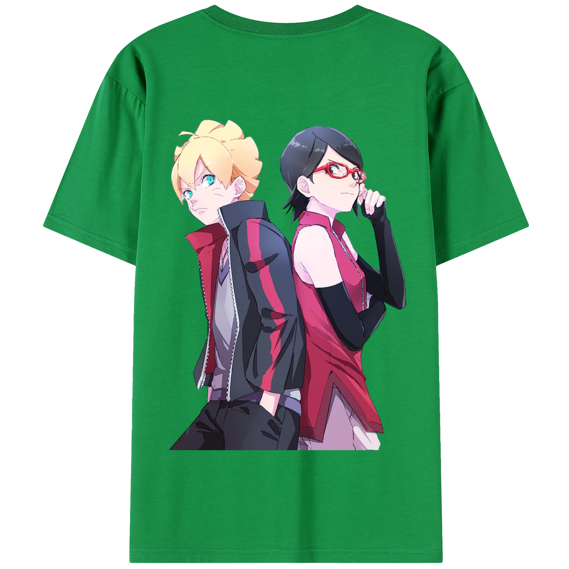 （画像用） NARUTO -ナルト- うちは サラダ Uchiha Sarada 綿100％半袖Tシャツ（背面プリント）