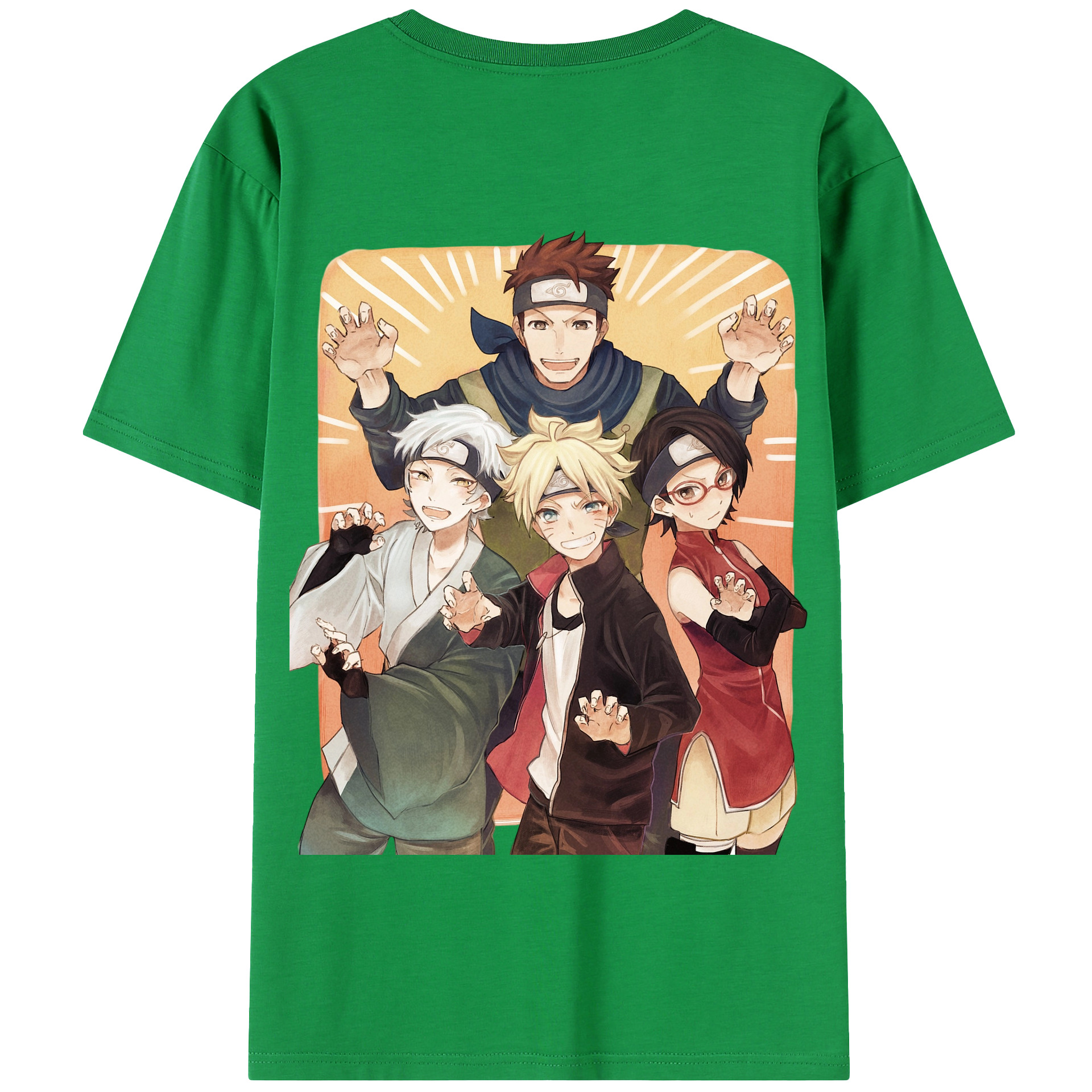 （画像用） NARUTO -ナルト- うちは サラダ Uchiha Sarada 綿100％半袖Tシャツ（背面プリント）