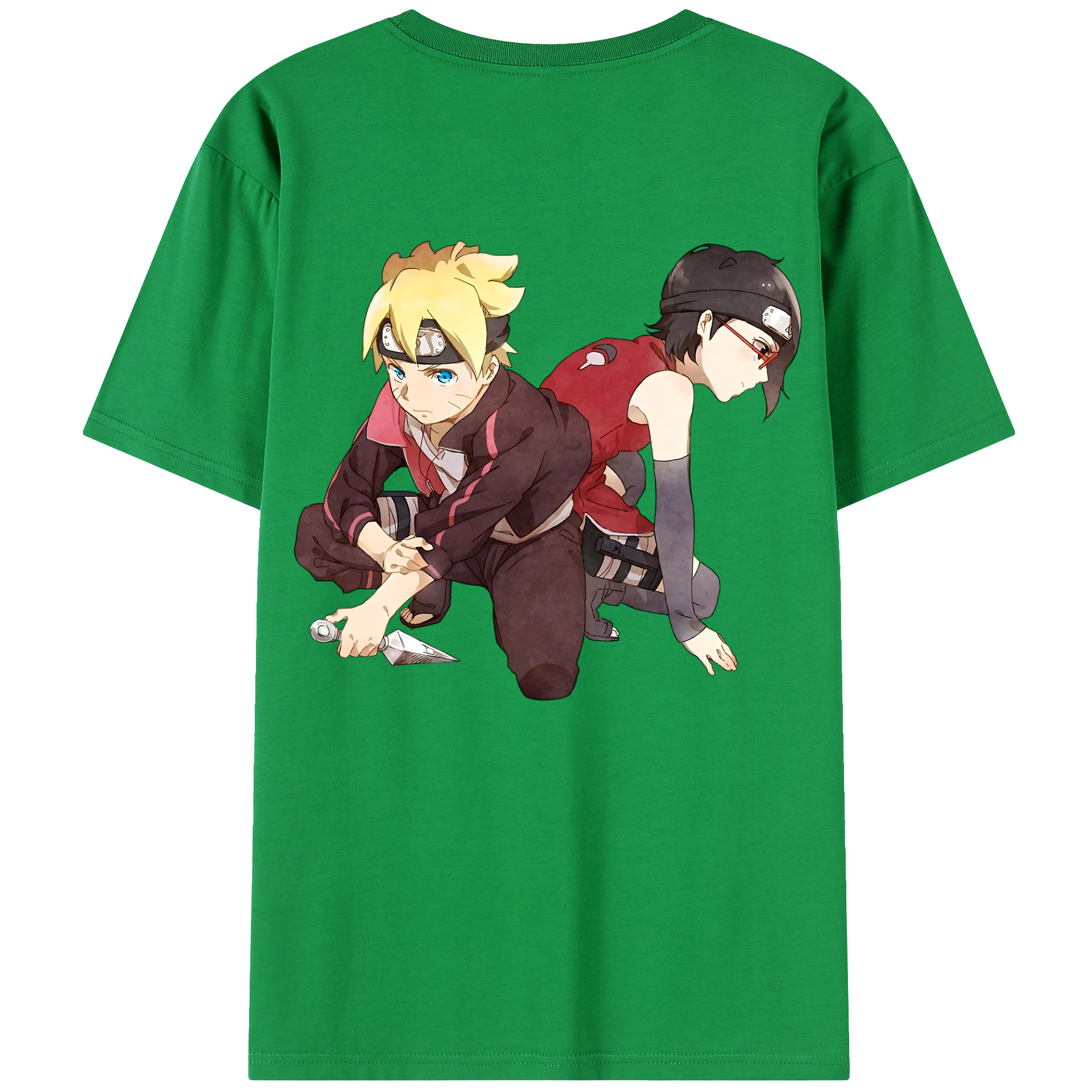 （画像用） NARUTO -ナルト- うちは サラダ Uchiha Sarada 綿100％半袖Tシャツ（背面プリント）