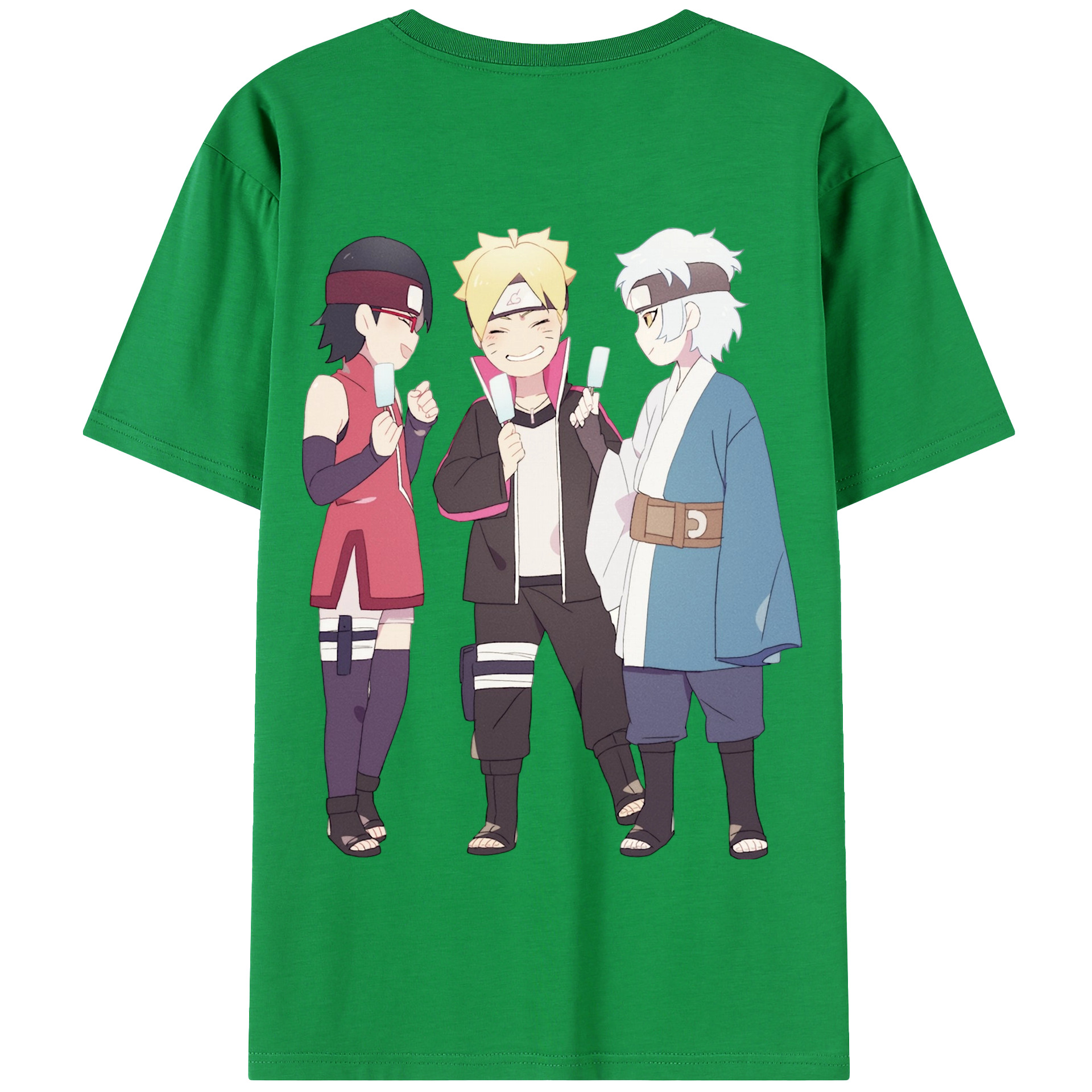 （画像用） NARUTO -ナルト- うちは サラダ Uchiha Sarada 綿100％半袖Tシャツ（背面プリント）