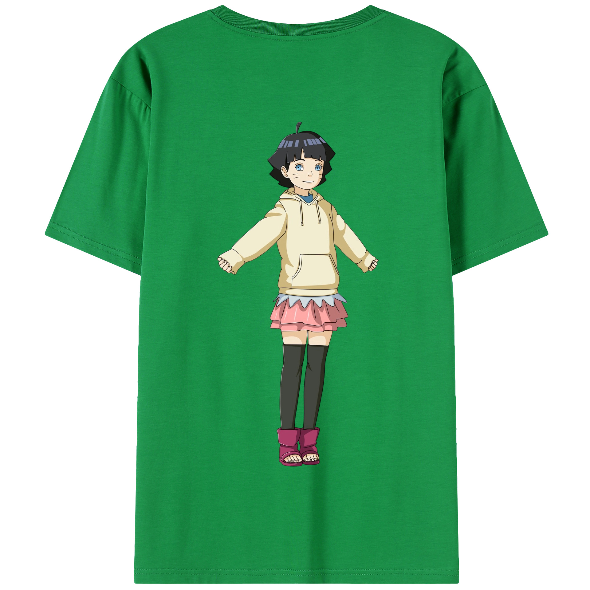 （画像用） NARUTO -ナルト- うずまき ヒマワリ Uzumaki Himawari 綿100％半袖Tシャツ（背面プリント）