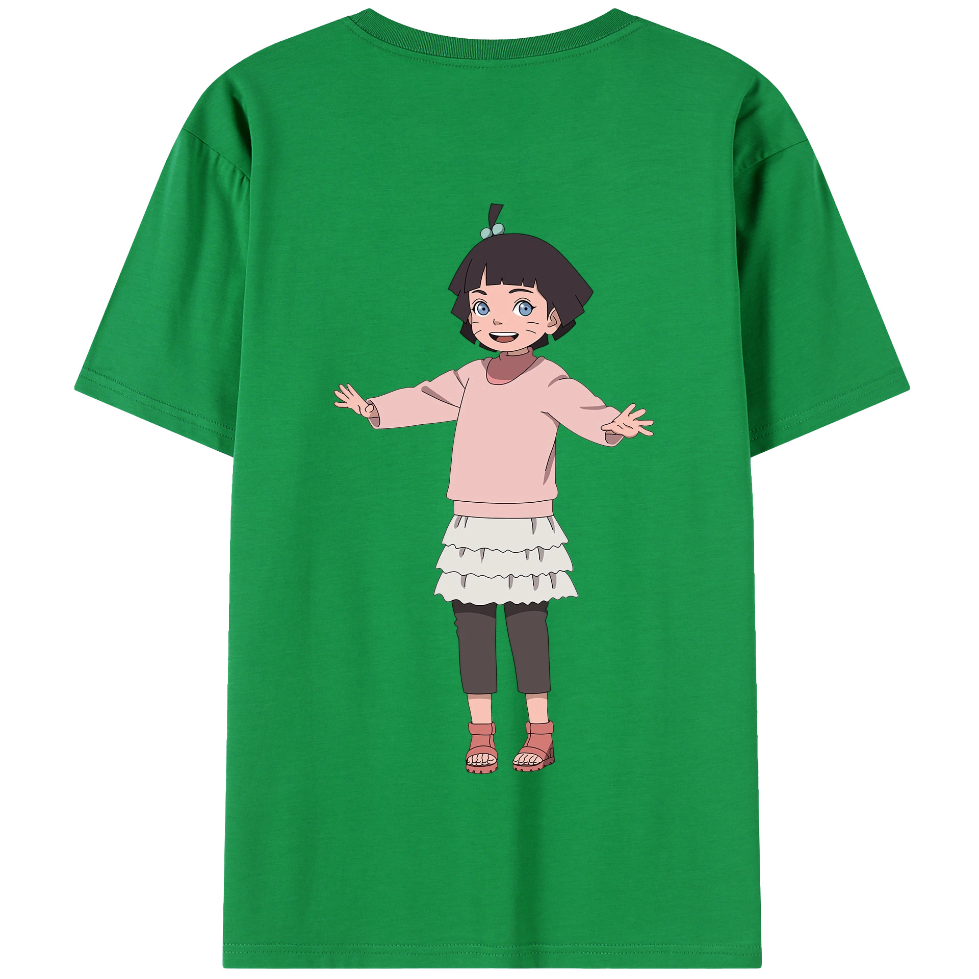 （画像用） NARUTO -ナルト- うずまき ヒマワリ Uzumaki Himawari 綿100％半袖Tシャツ（背面プリント）