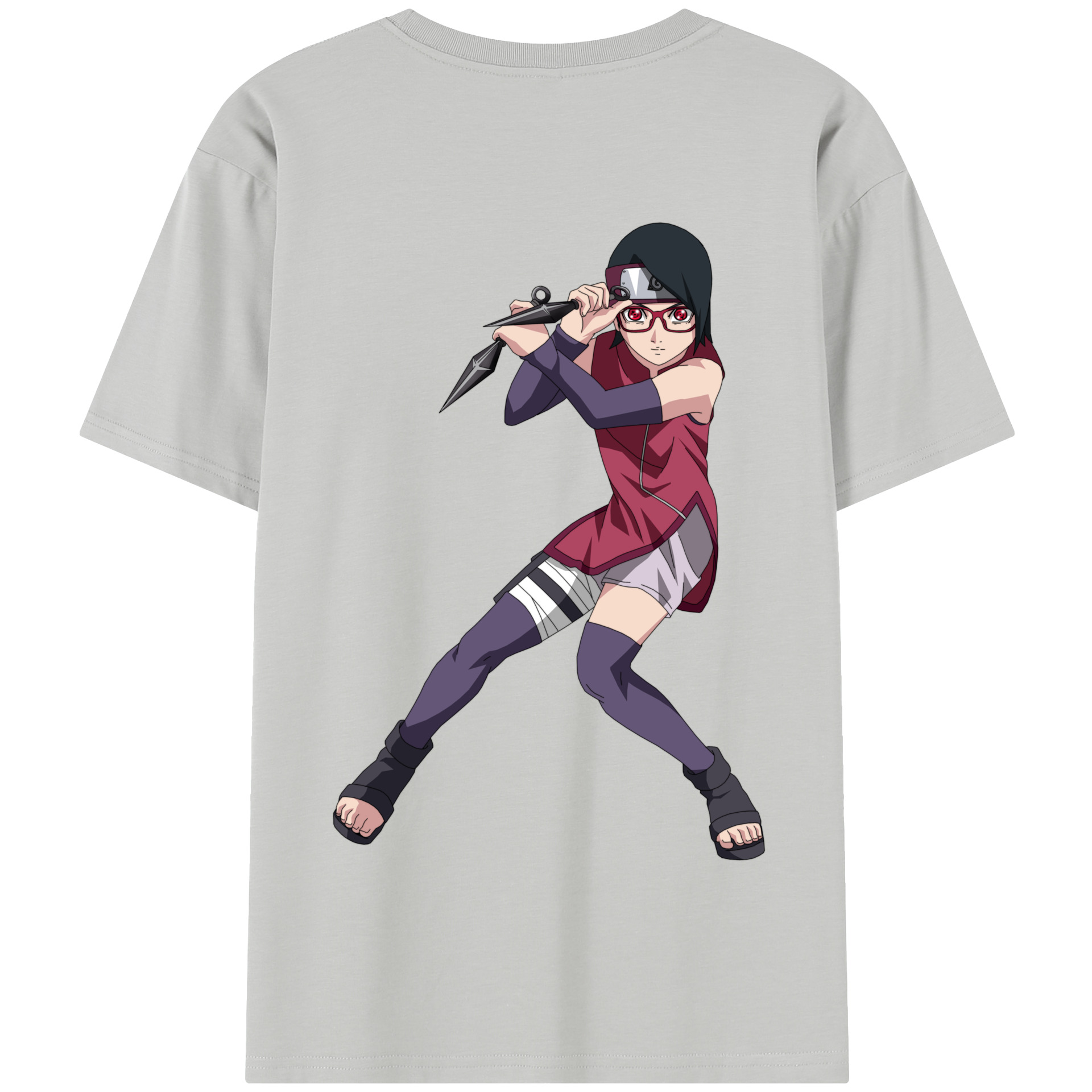 （画像用） NARUTO -ナルト- うちは サラダ Uchiha Sarada 綿100％半袖Tシャツ（背面プリント）