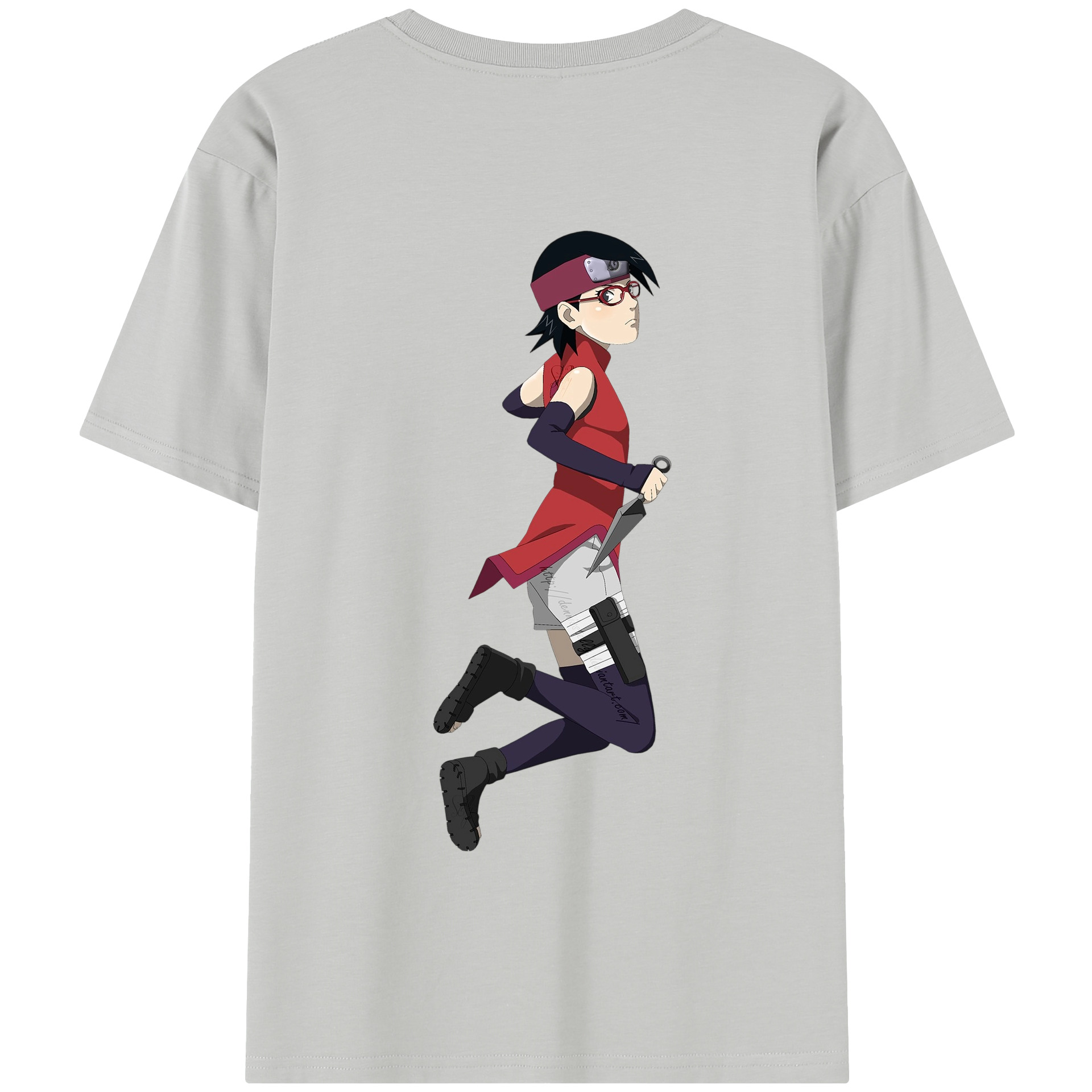 （画像用） NARUTO -ナルト- うちは サラダ Uchiha Sarada 綿100％半袖Tシャツ（背面プリント）