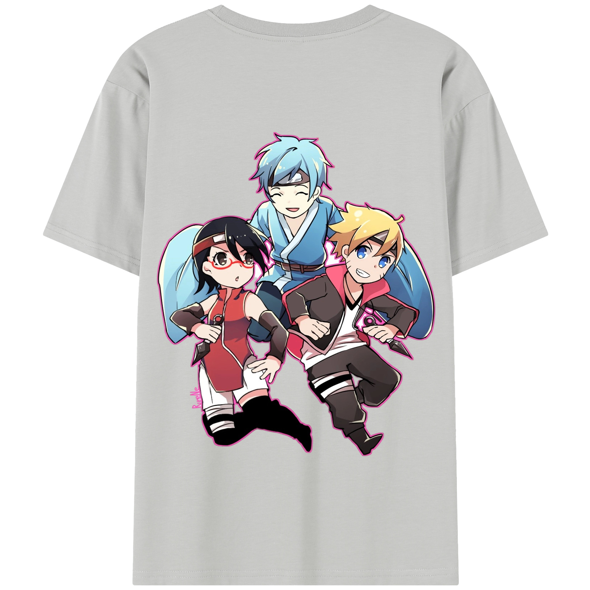 （画像用） NARUTO -ナルト- うちは サラダ Uchiha Sarada 綿100％半袖Tシャツ（背面プリント）