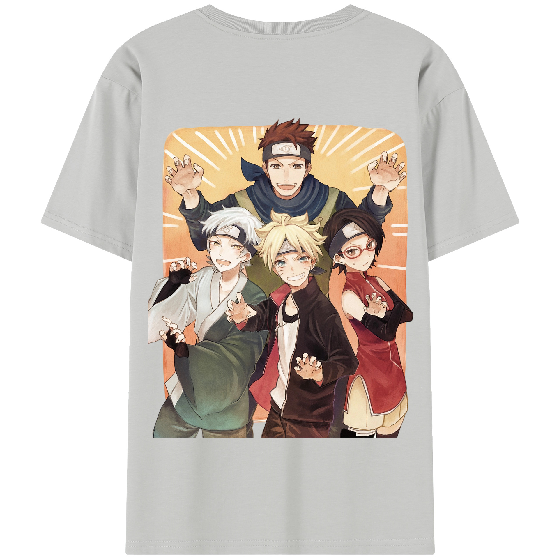 （画像用） NARUTO -ナルト- うちは サラダ Uchiha Sarada 綿100％半袖Tシャツ（背面プリント）