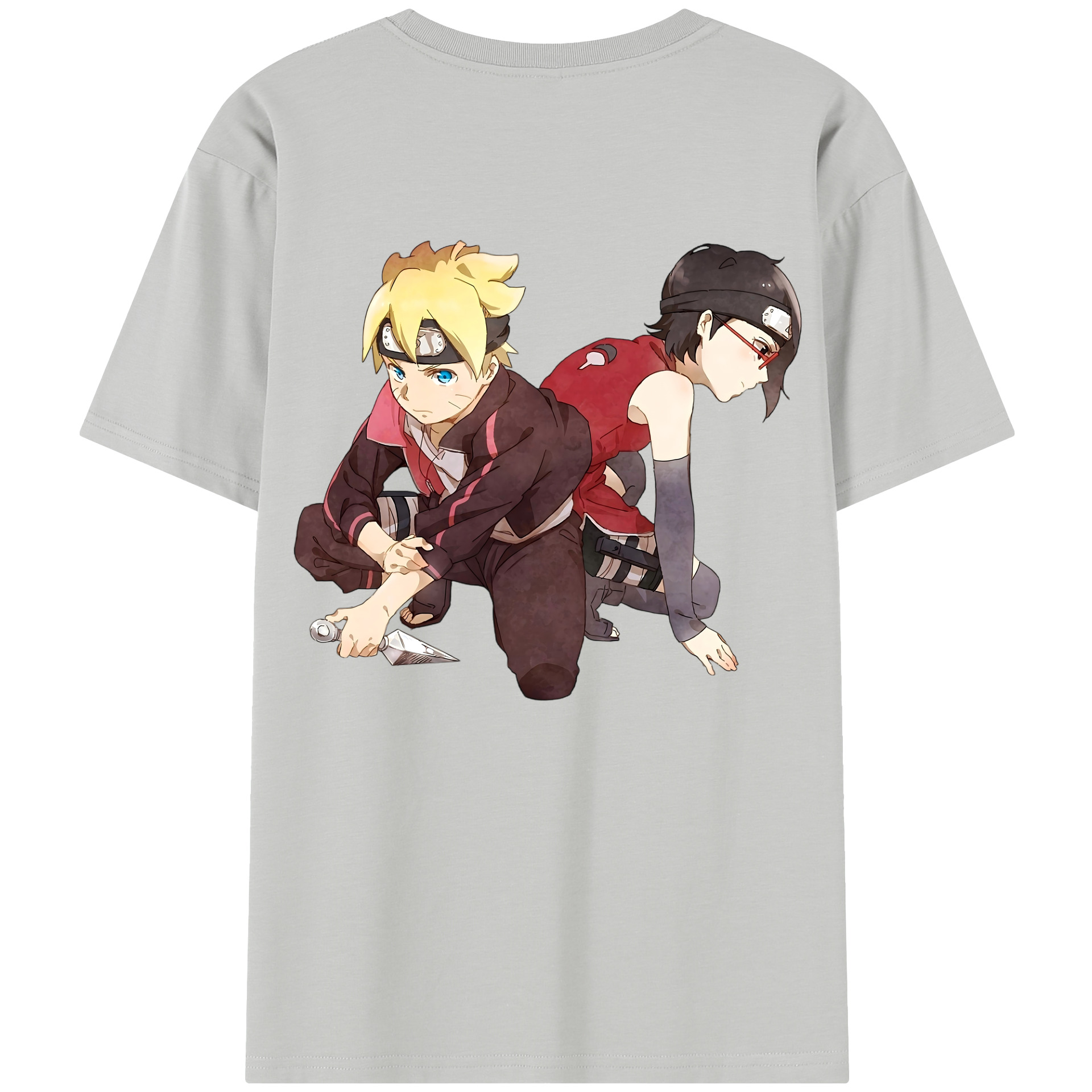 （画像用） NARUTO -ナルト- うちは サラダ Uchiha Sarada 綿100％半袖Tシャツ（背面プリント）