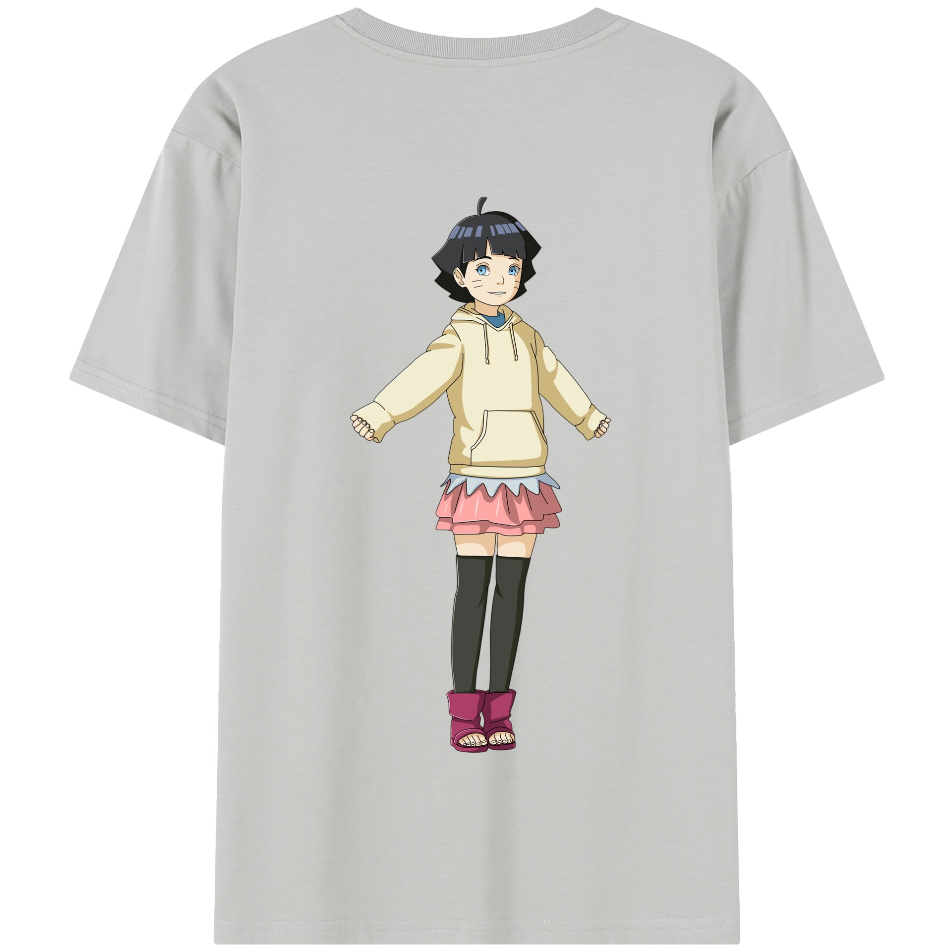 （画像用） NARUTO -ナルト- うずまき ヒマワリ Uzumaki Himawari 綿100％半袖Tシャツ（背面プリント）