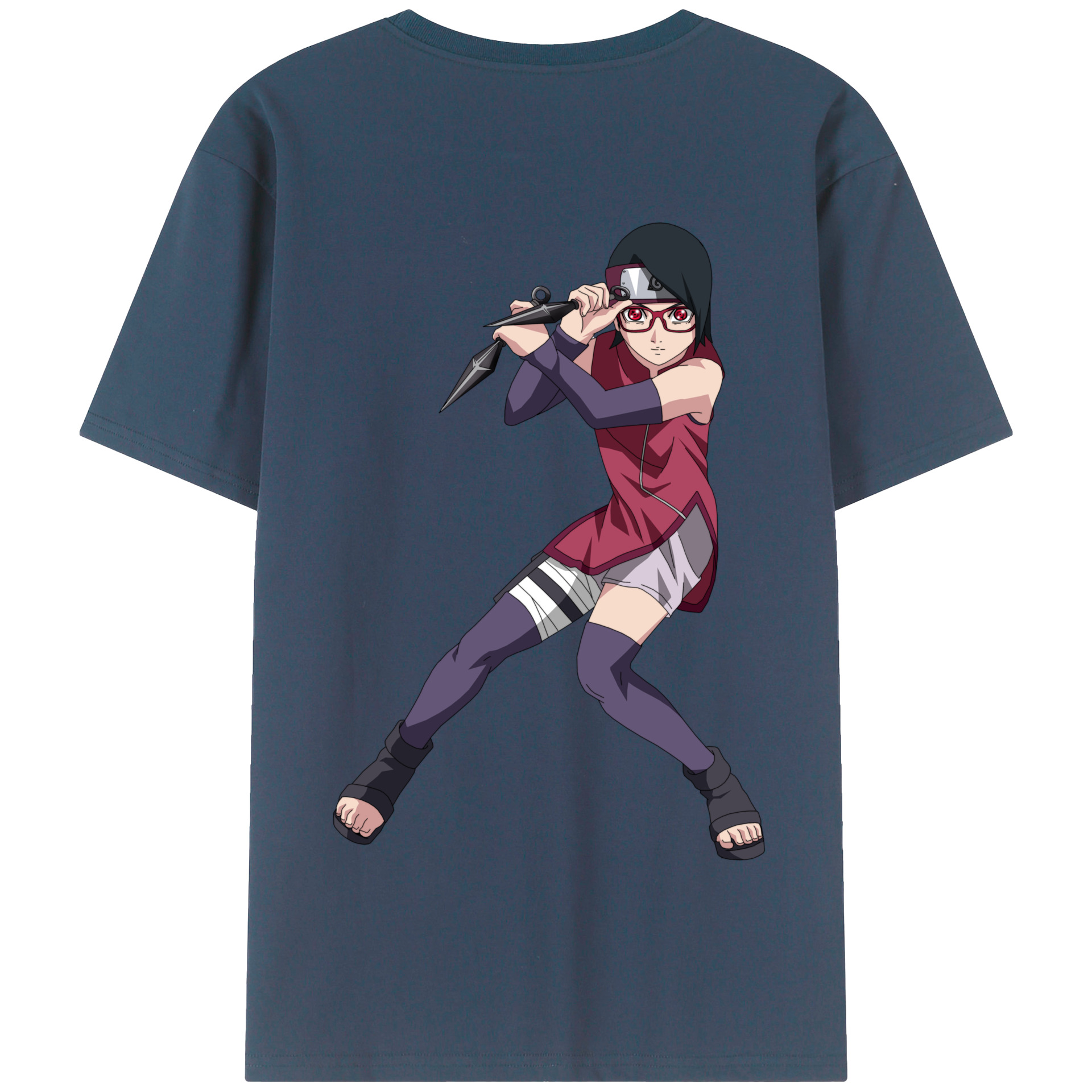 （画像用） NARUTO -ナルト- うちは サラダ Uchiha Sarada 綿100％半袖Tシャツ（背面プリント）