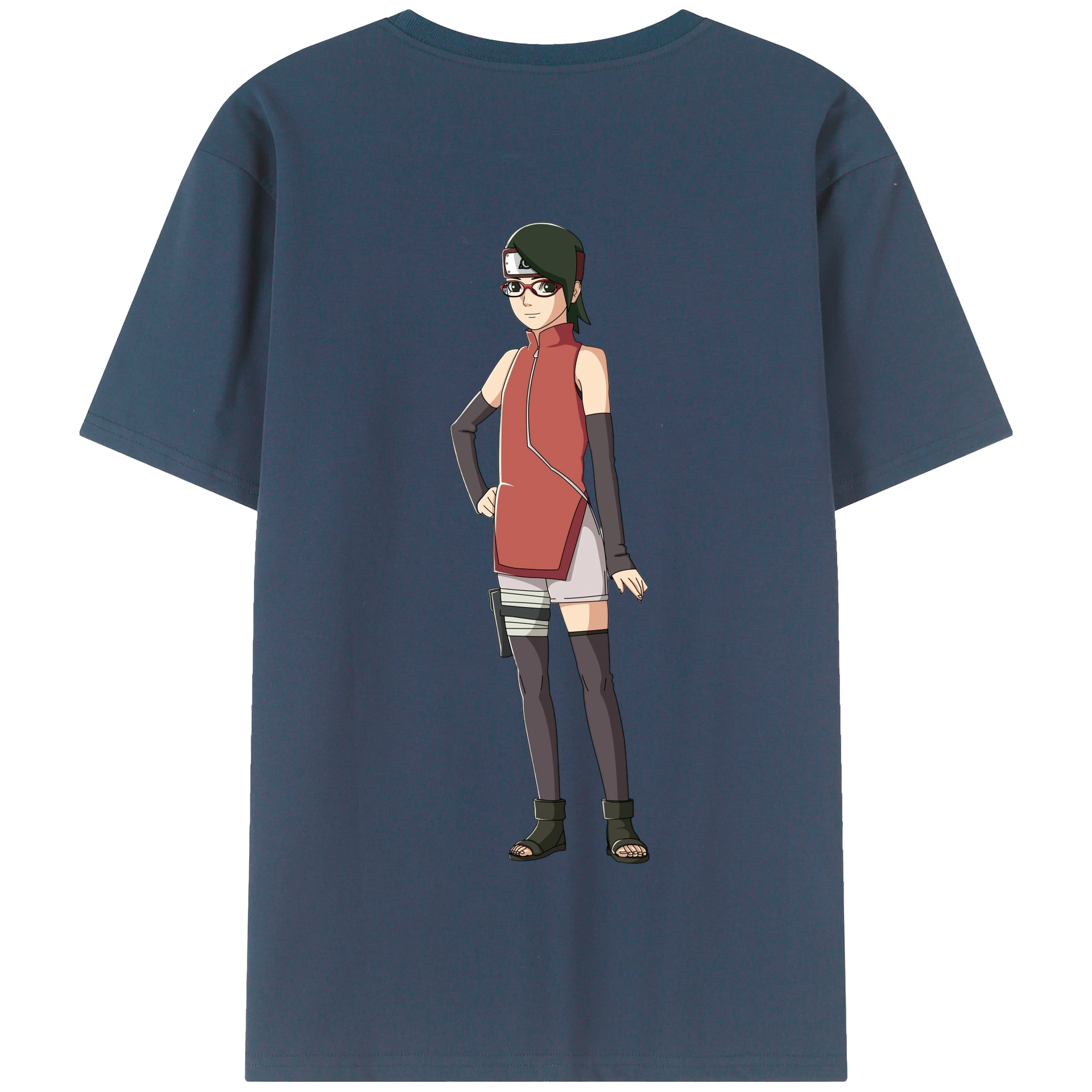 （画像用） NARUTO -ナルト- うちは サラダ Uchiha Sarada 綿100％半袖Tシャツ（背面プリント）