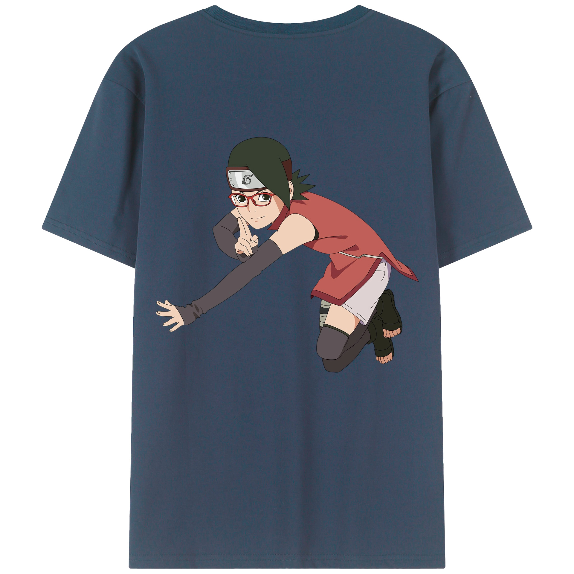 （画像用） NARUTO -ナルト- うちは サラダ Uchiha Sarada 綿100％半袖Tシャツ（背面プリント）