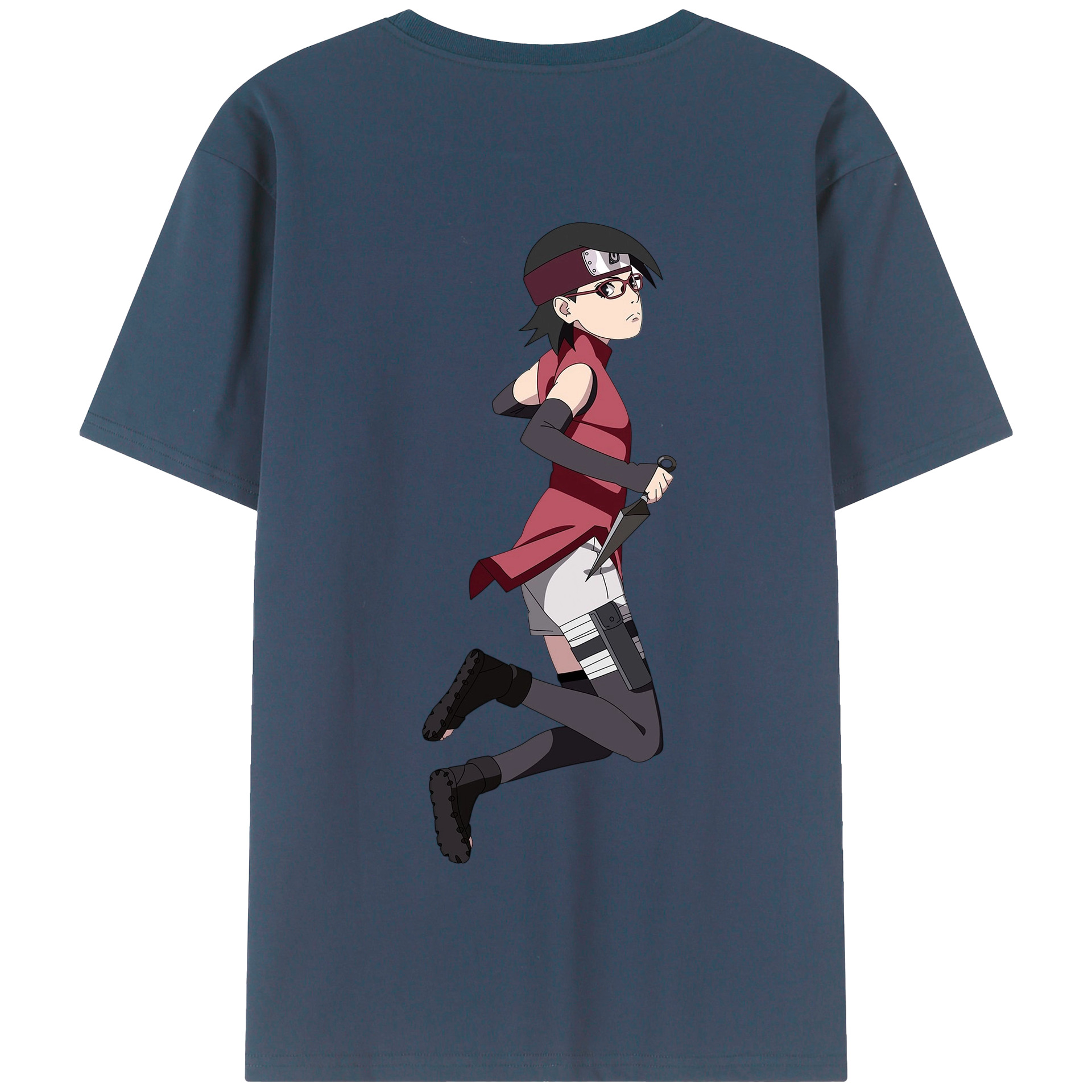 （画像用） NARUTO -ナルト- うちは サラダ Uchiha Sarada 綿100％半袖Tシャツ（背面プリント）