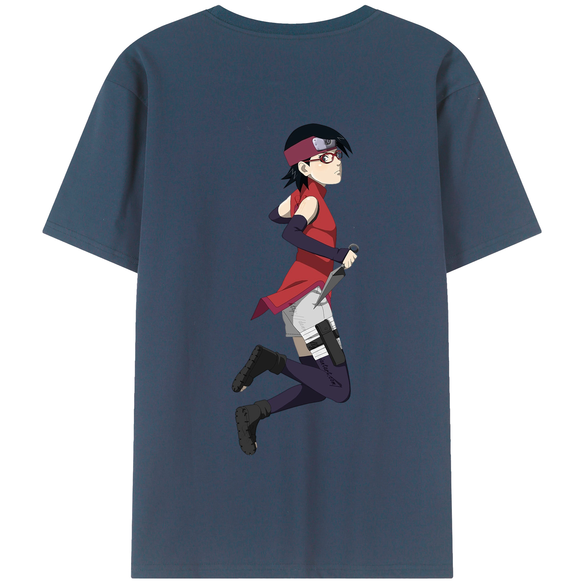 （画像用） NARUTO -ナルト- うちは サラダ Uchiha Sarada 綿100％半袖Tシャツ（背面プリント）