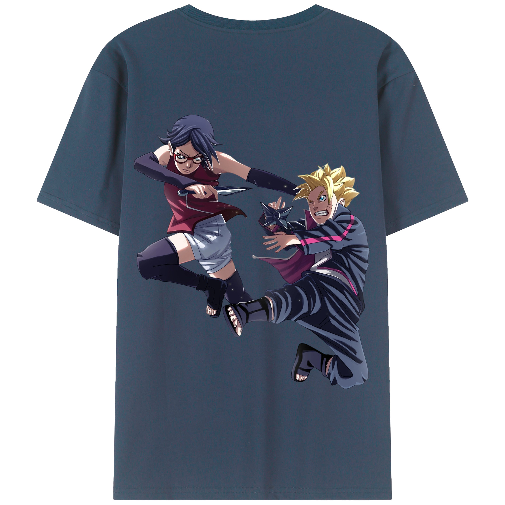 （画像用） NARUTO -ナルト- うちは サラダ Uchiha Sarada 綿100％半袖Tシャツ（背面プリント）