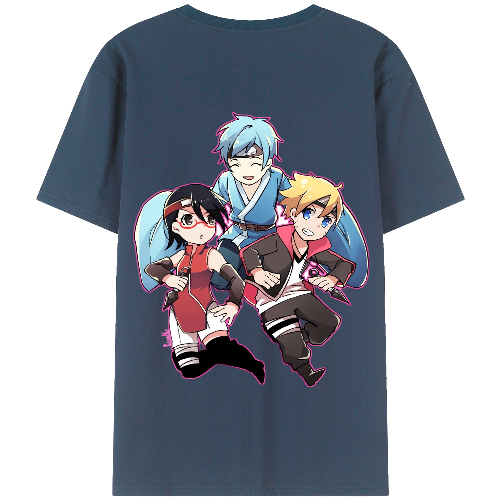 （画像用） NARUTO -ナルト- うちは サラダ Uchiha Sarada 綿100％半袖Tシャツ（背面プリント）