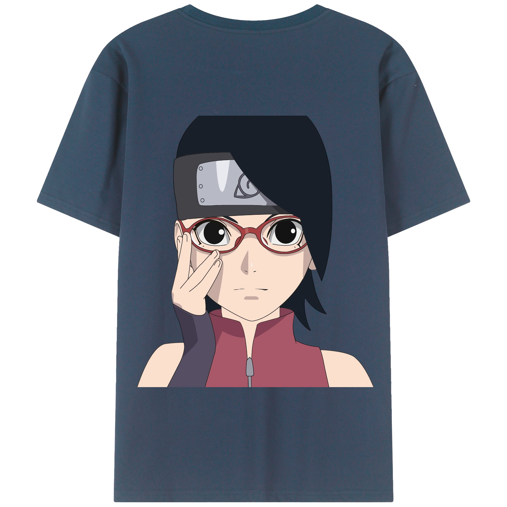 （画像用） NARUTO -ナルト- うちは サラダ Uchiha Sarada 綿100％半袖Tシャツ（背面プリント）