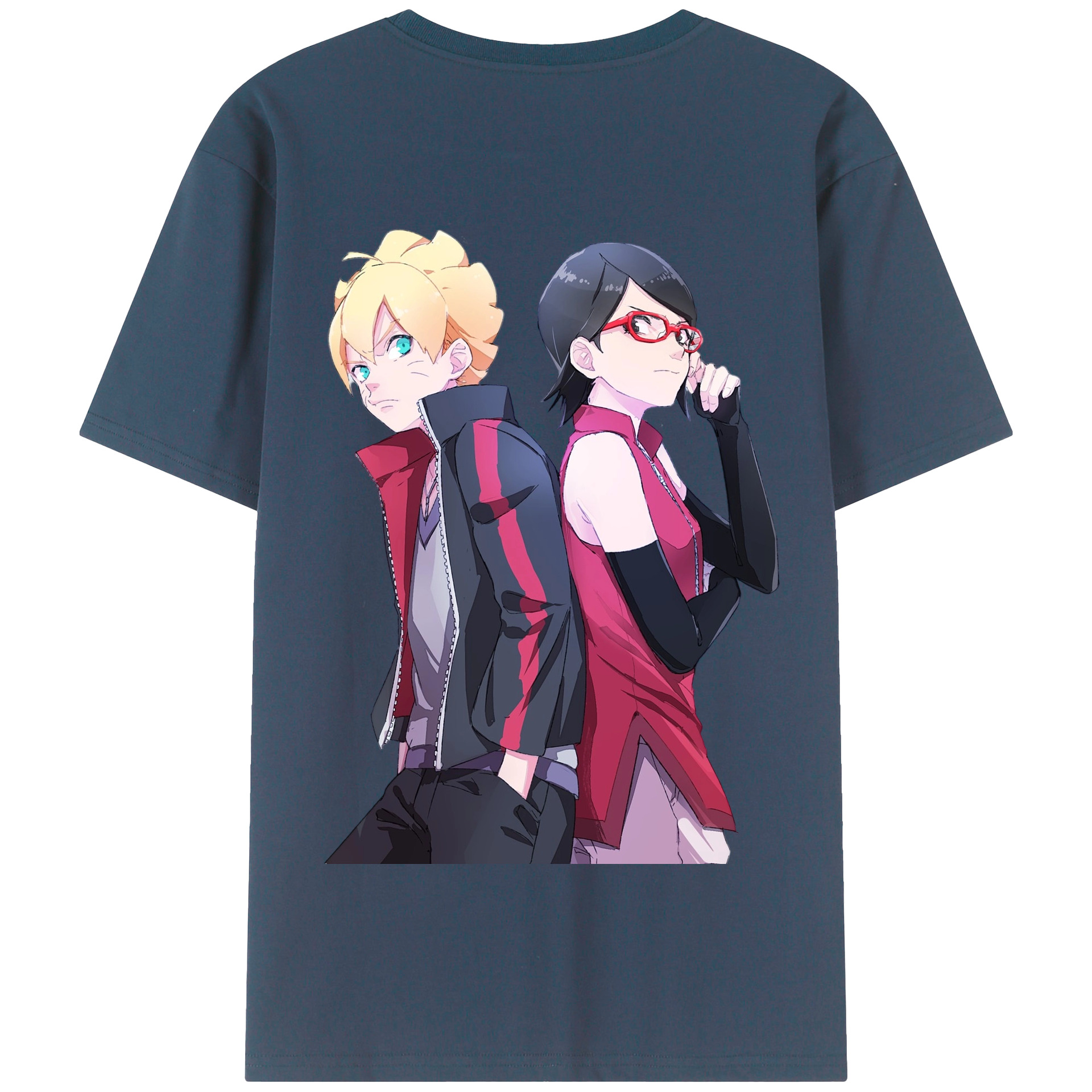 （画像用） NARUTO -ナルト- うちは サラダ Uchiha Sarada 綿100％半袖Tシャツ（背面プリント）