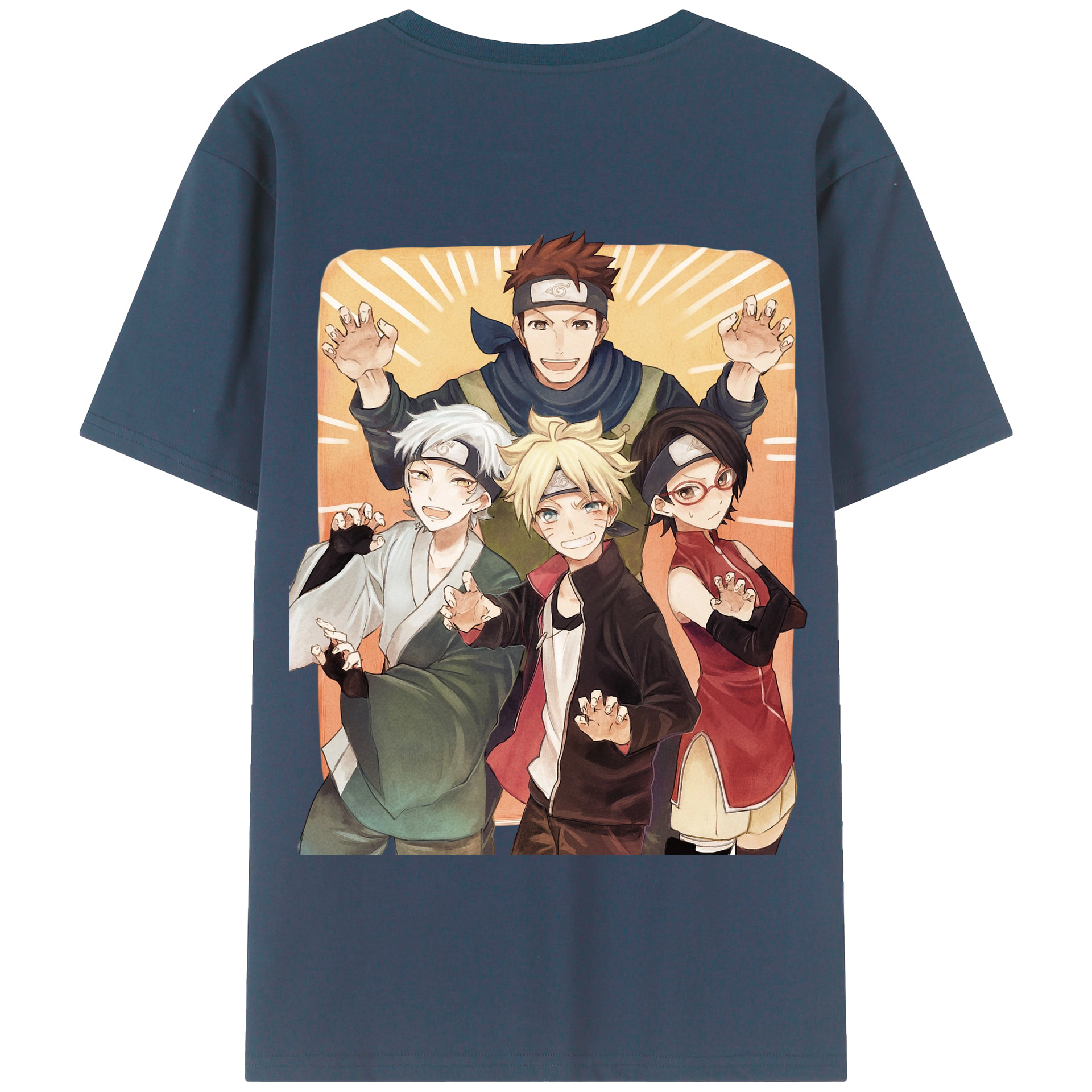 （画像用） NARUTO -ナルト- うちは サラダ Uchiha Sarada 綿100％半袖Tシャツ（背面プリント）
