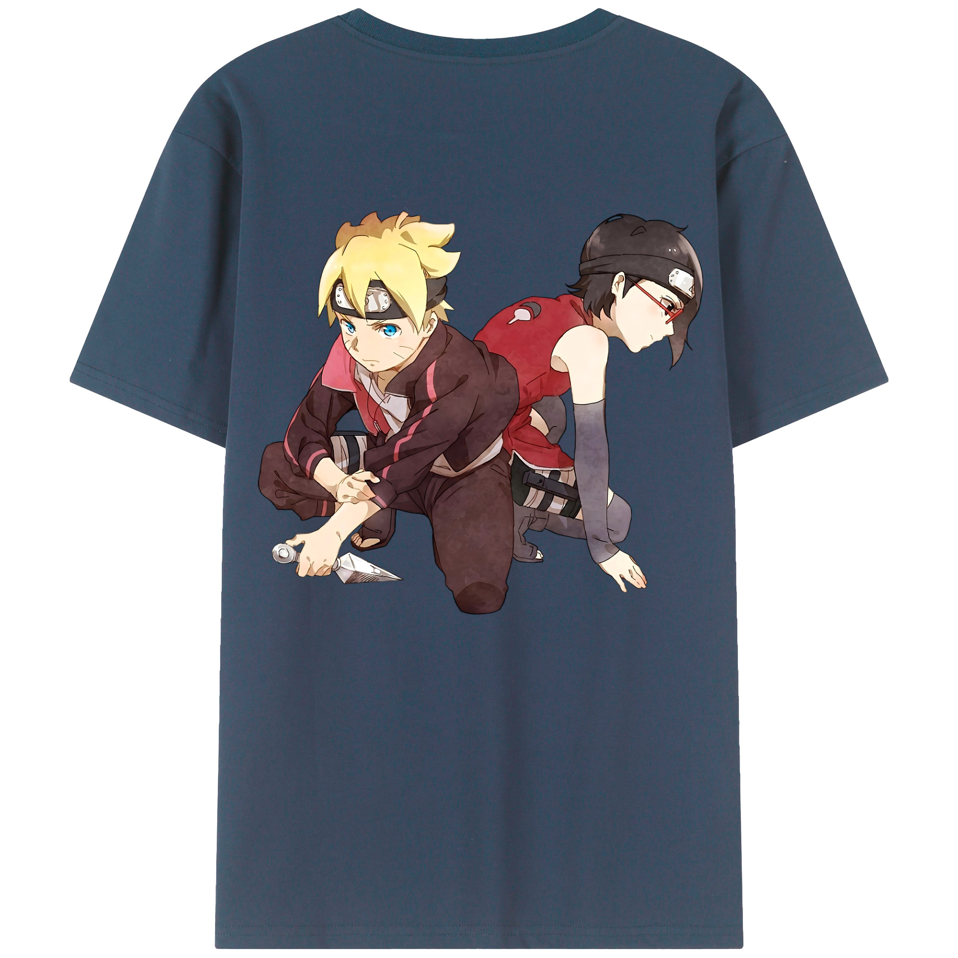 （画像用） NARUTO -ナルト- うちは サラダ Uchiha Sarada 綿100％半袖Tシャツ（背面プリント）
