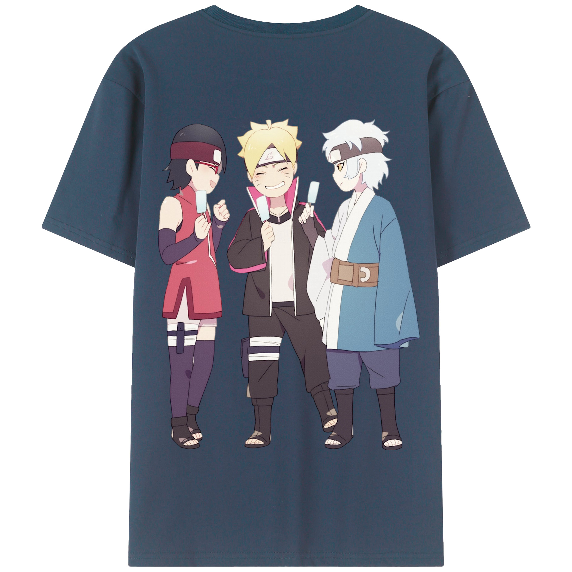 （画像用） NARUTO -ナルト- うちは サラダ Uchiha Sarada 綿100％半袖Tシャツ（背面プリント）