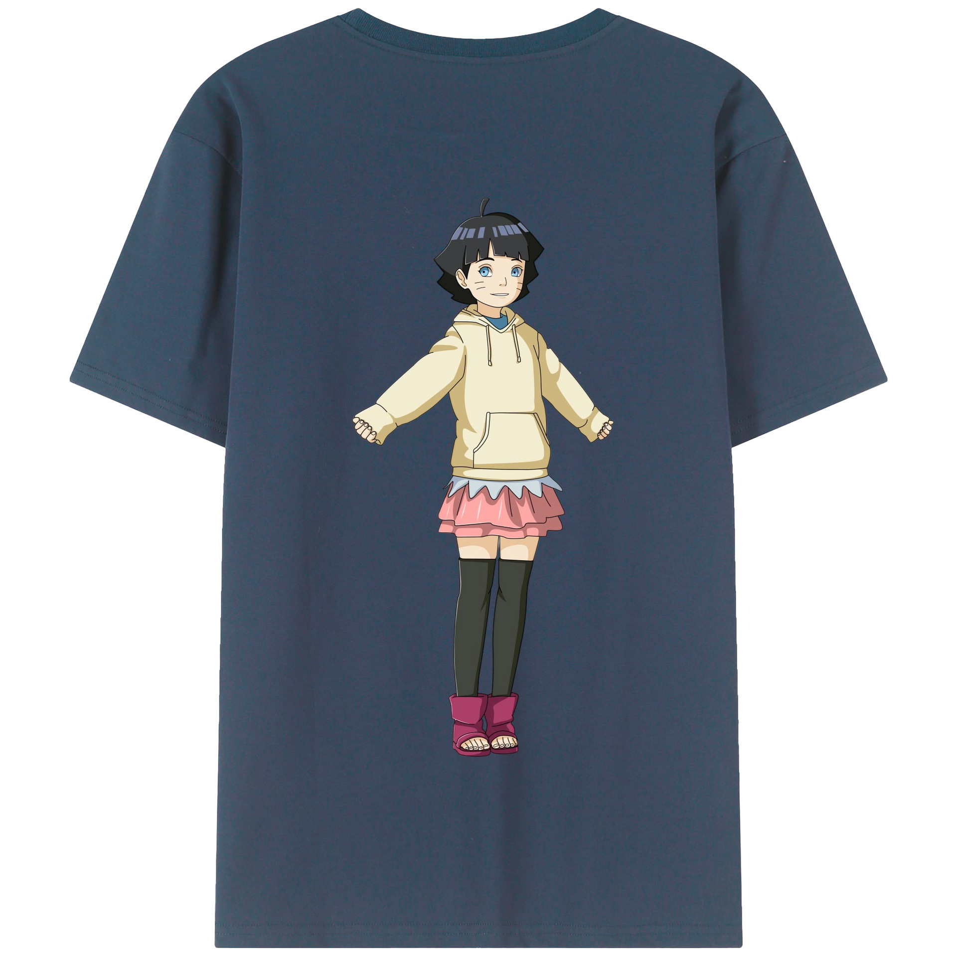 （画像用） NARUTO -ナルト- うずまき ヒマワリ Uzumaki Himawari 綿100％半袖Tシャツ（背面プリント）