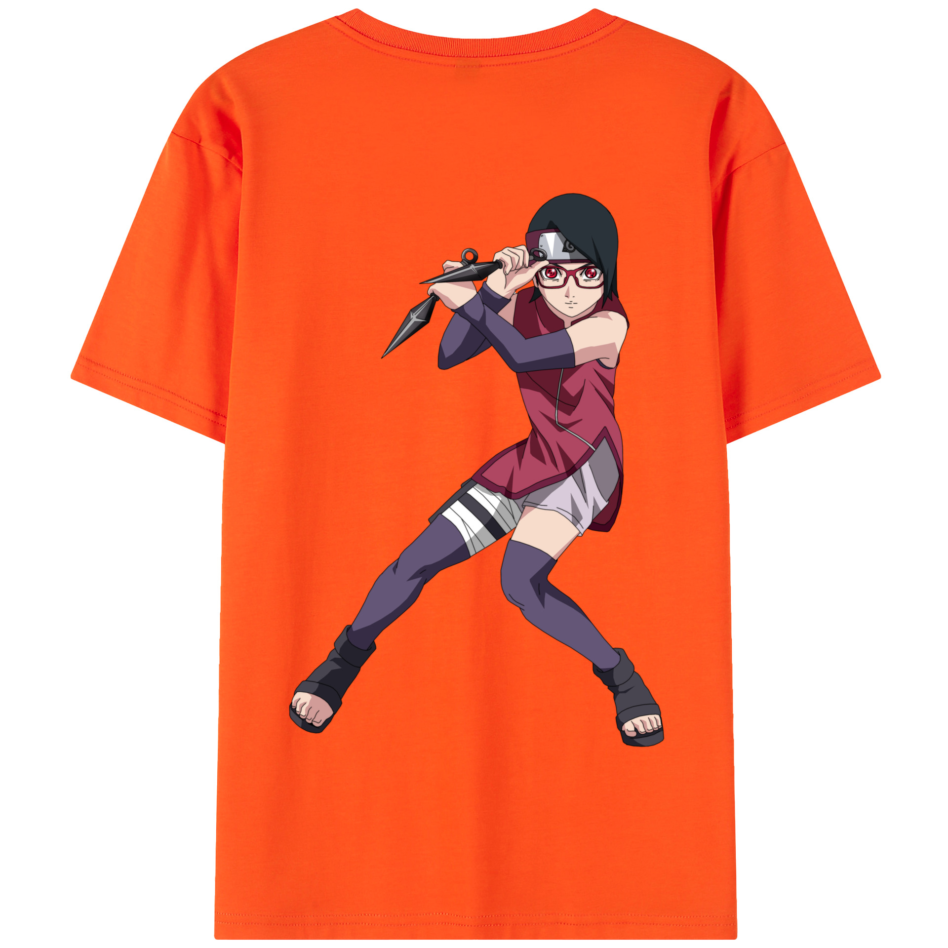 （画像用） NARUTO -ナルト- うちは サラダ Uchiha Sarada 綿100％半袖Tシャツ（背面プリント）