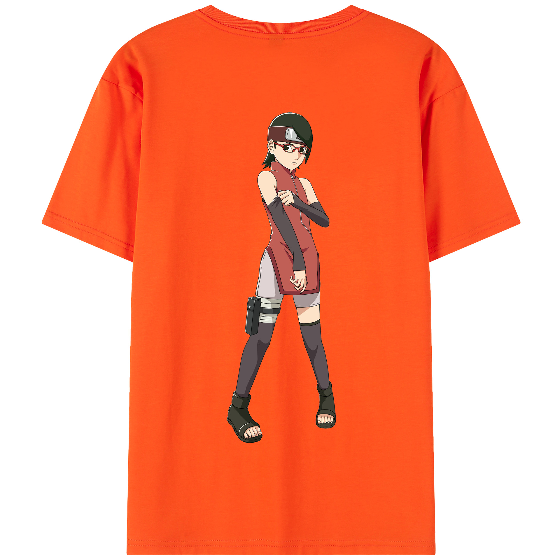 （画像用） NARUTO -ナルト- うちは サラダ Uchiha Sarada 綿100％半袖Tシャツ（背面プリント）