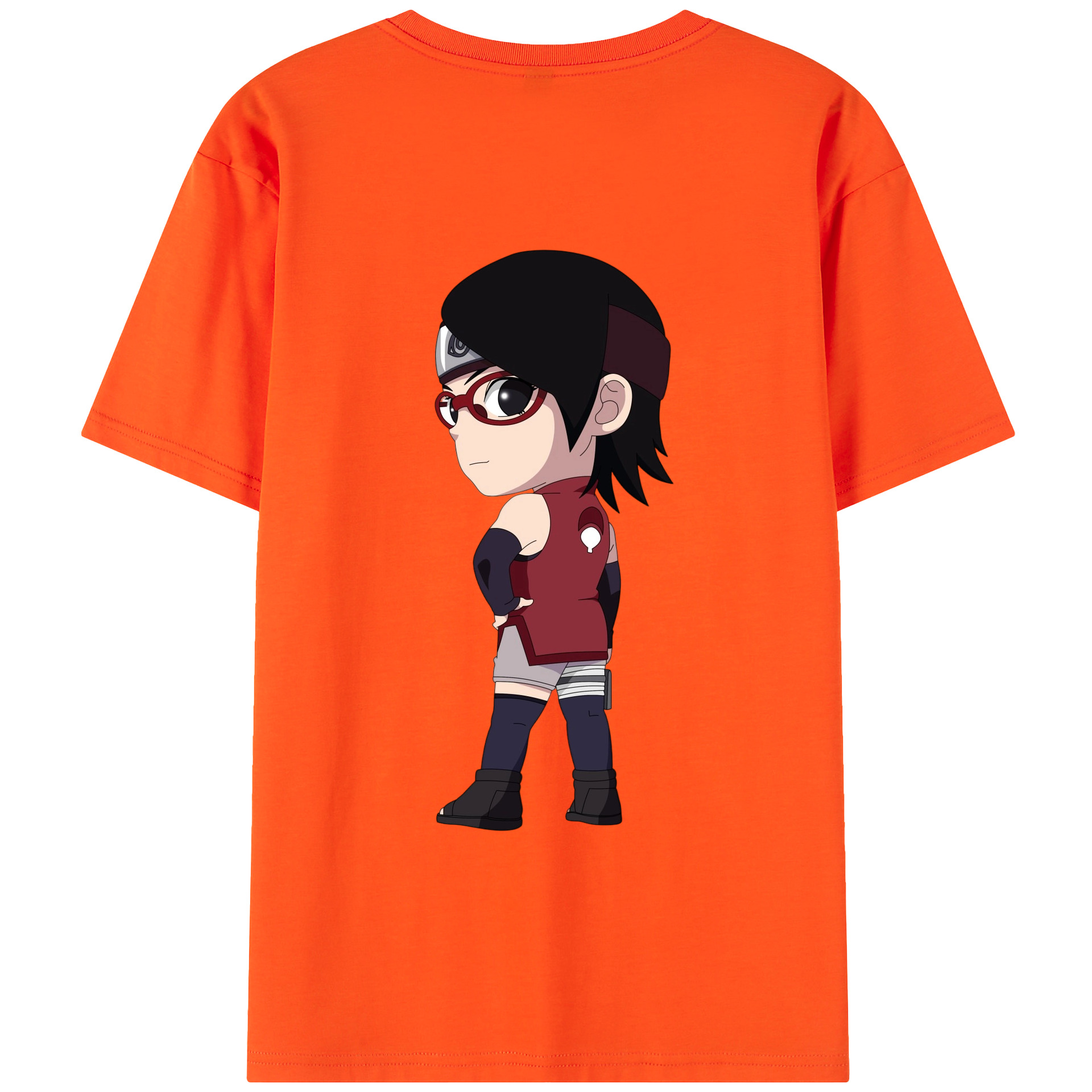 （画像用） NARUTO -ナルト- うちは サラダ Uchiha Sarada 綿100％半袖Tシャツ（背面プリント）