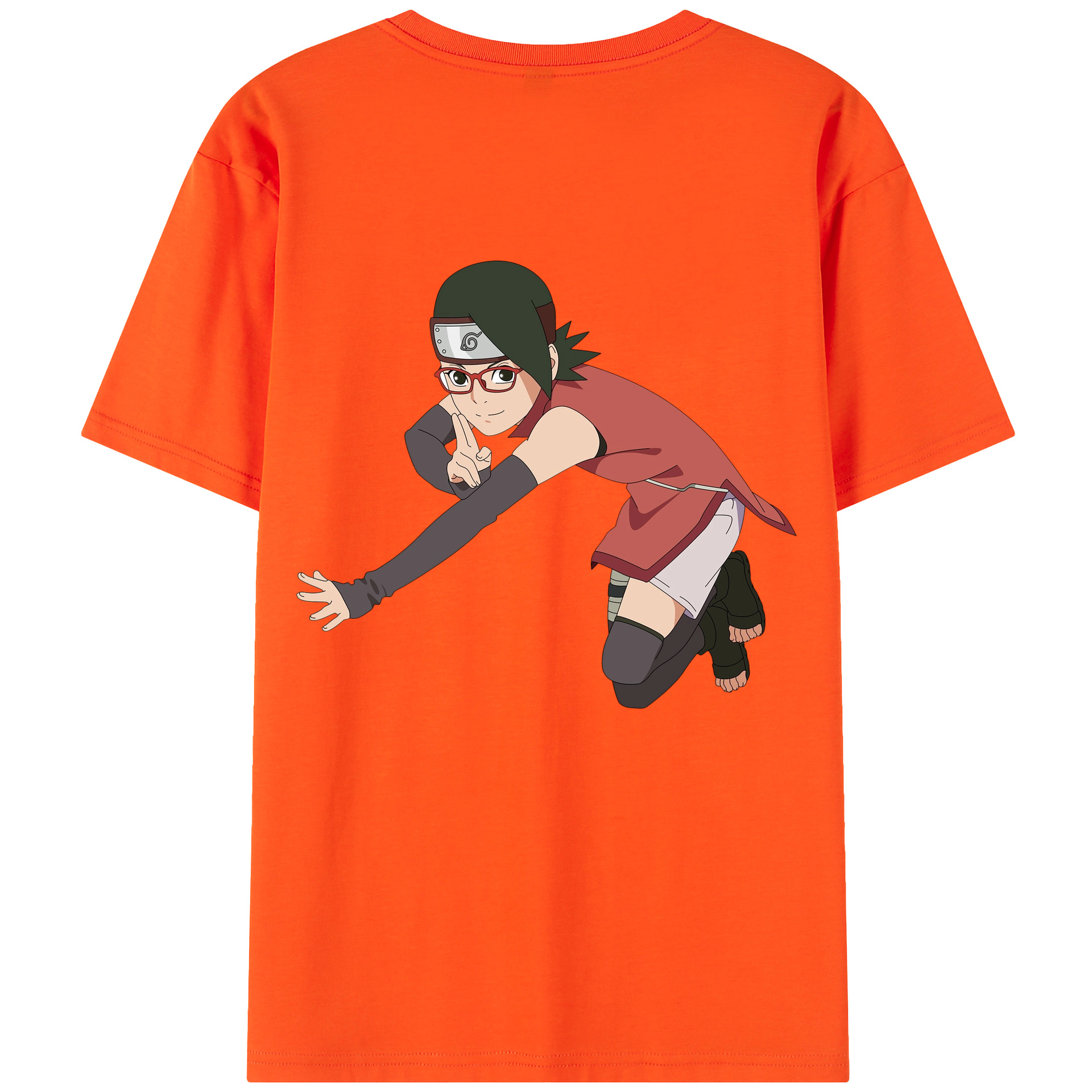 （画像用） NARUTO -ナルト- うちは サラダ Uchiha Sarada 綿100％半袖Tシャツ（背面プリント）