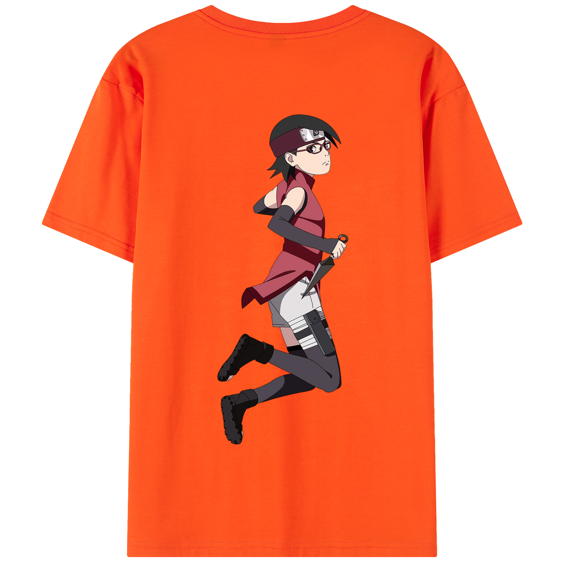 （画像用） NARUTO -ナルト- うちは サラダ Uchiha Sarada 綿100％半袖Tシャツ（背面プリント）