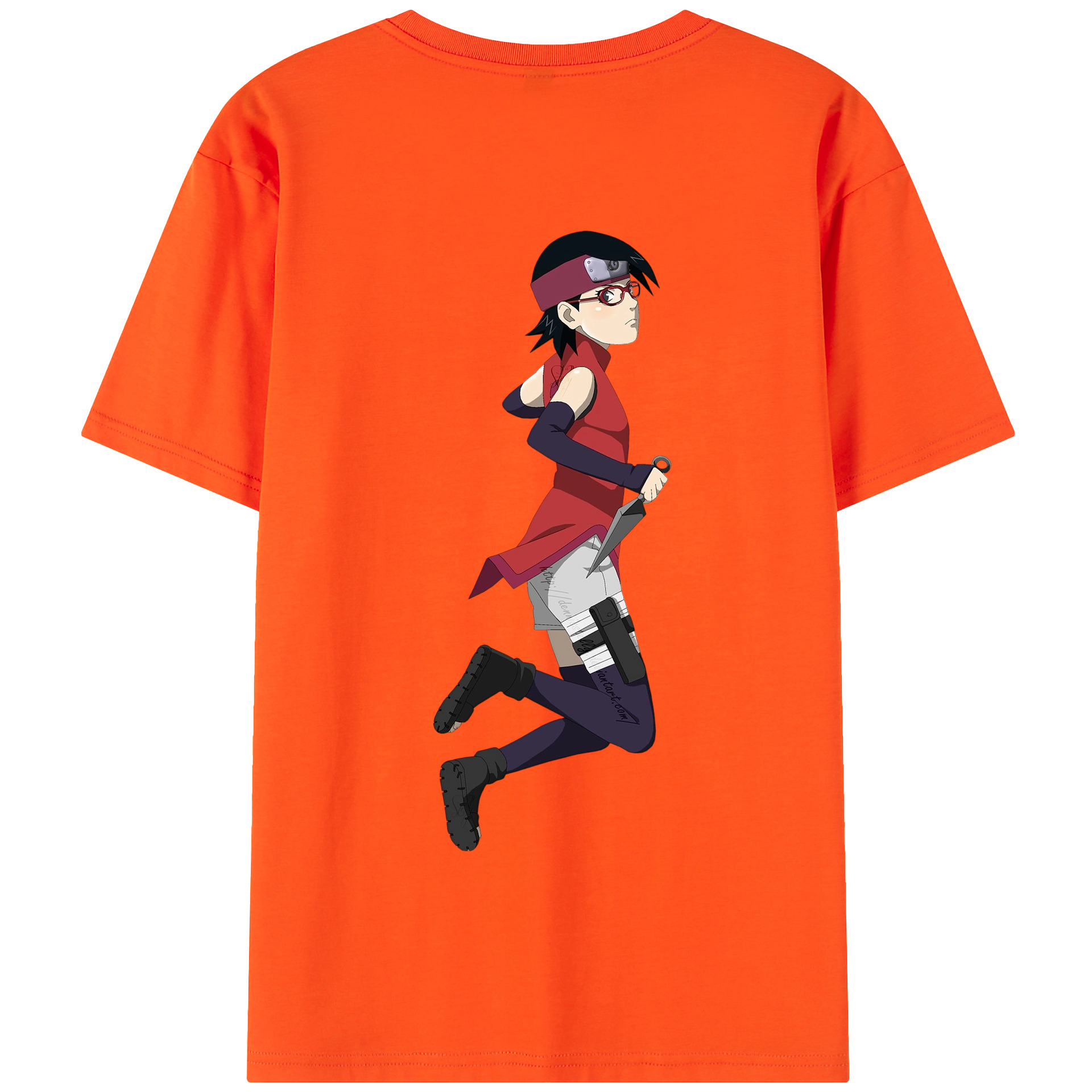 （画像用） NARUTO -ナルト- うちは サラダ Uchiha Sarada 綿100％半袖Tシャツ（背面プリント）