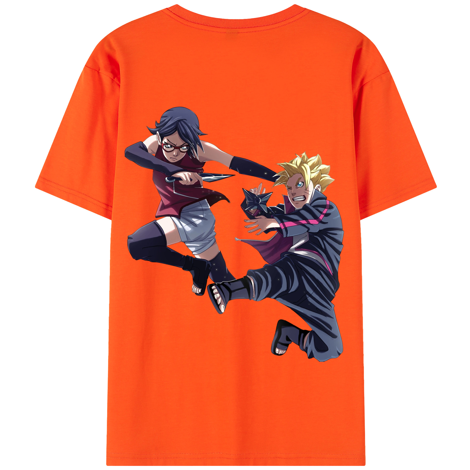 （画像用） NARUTO -ナルト- うちは サラダ Uchiha Sarada 綿100％半袖Tシャツ（背面プリント）