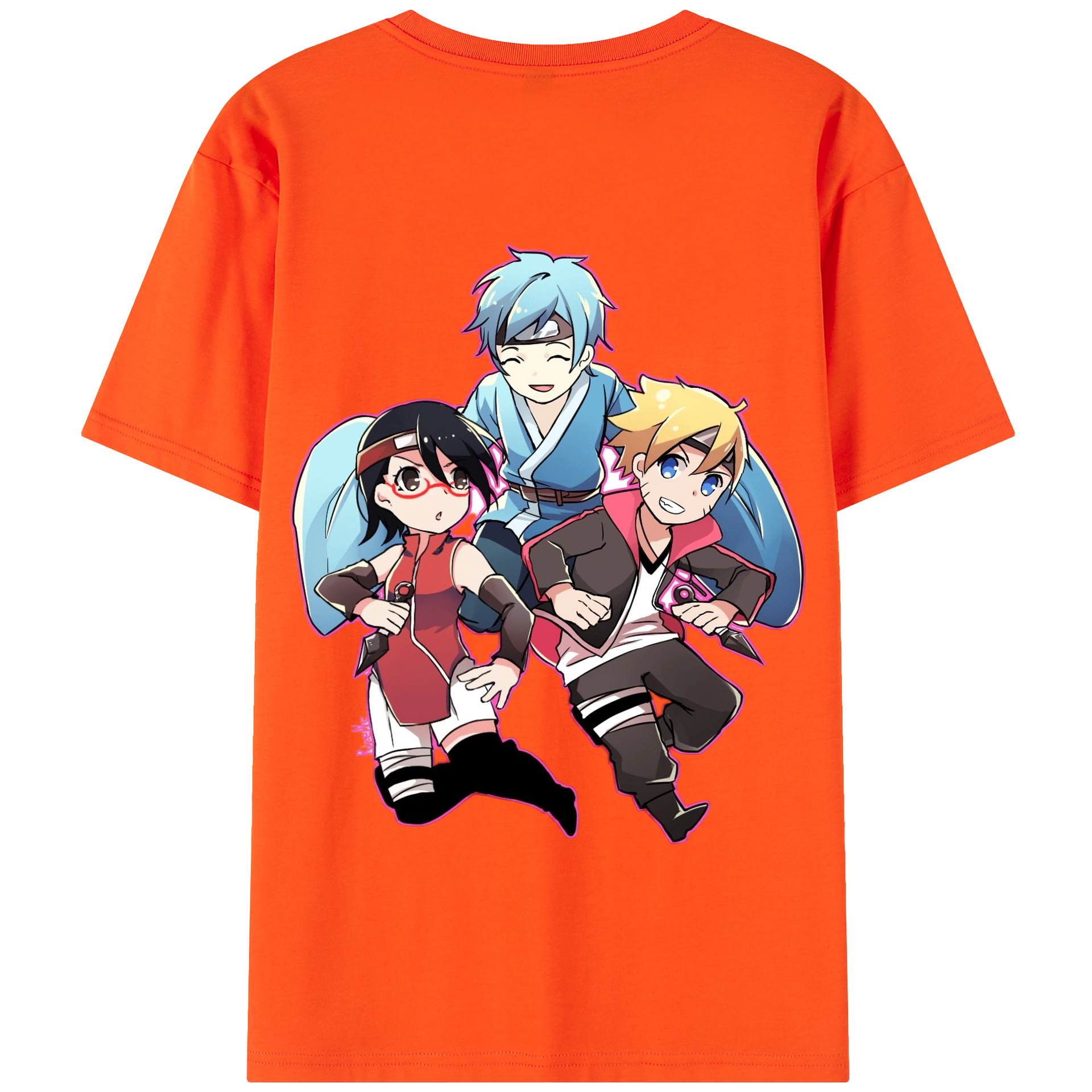 （画像用） NARUTO -ナルト- うちは サラダ Uchiha Sarada 綿100％半袖Tシャツ（背面プリント）