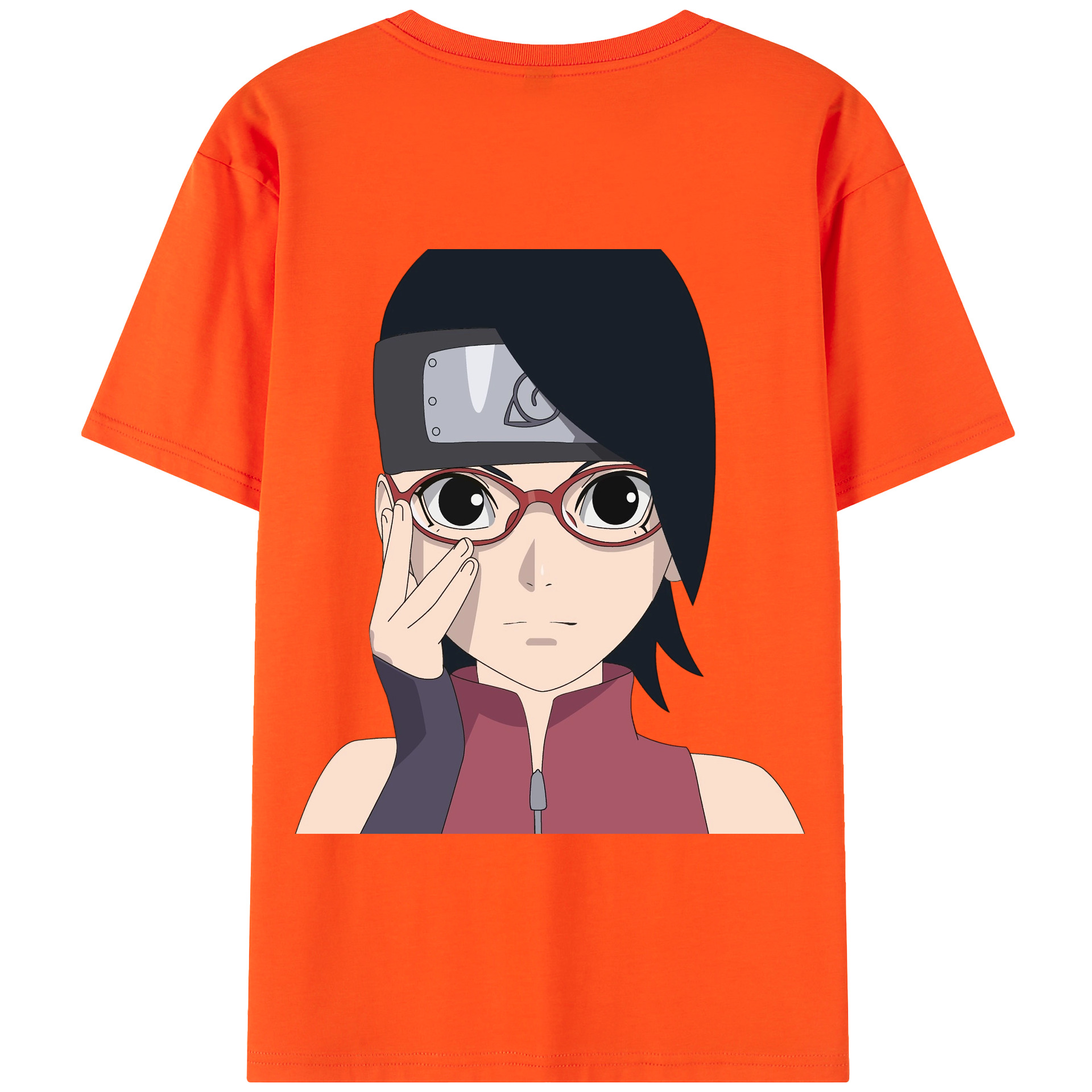 （画像用） NARUTO -ナルト- うちは サラダ Uchiha Sarada 綿100％半袖Tシャツ（背面プリント）