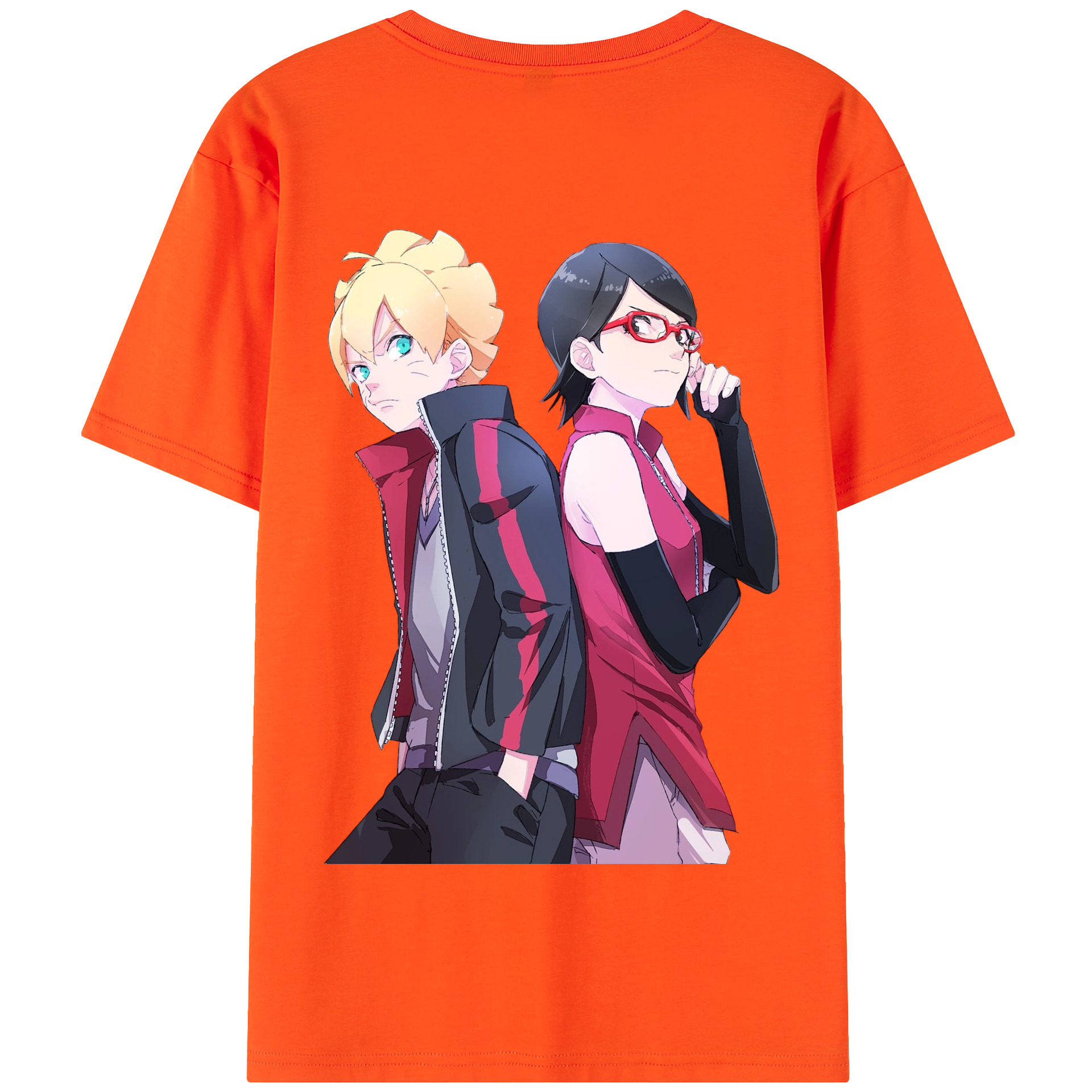 （画像用） NARUTO -ナルト- うちは サラダ Uchiha Sarada 綿100％半袖Tシャツ（背面プリント）