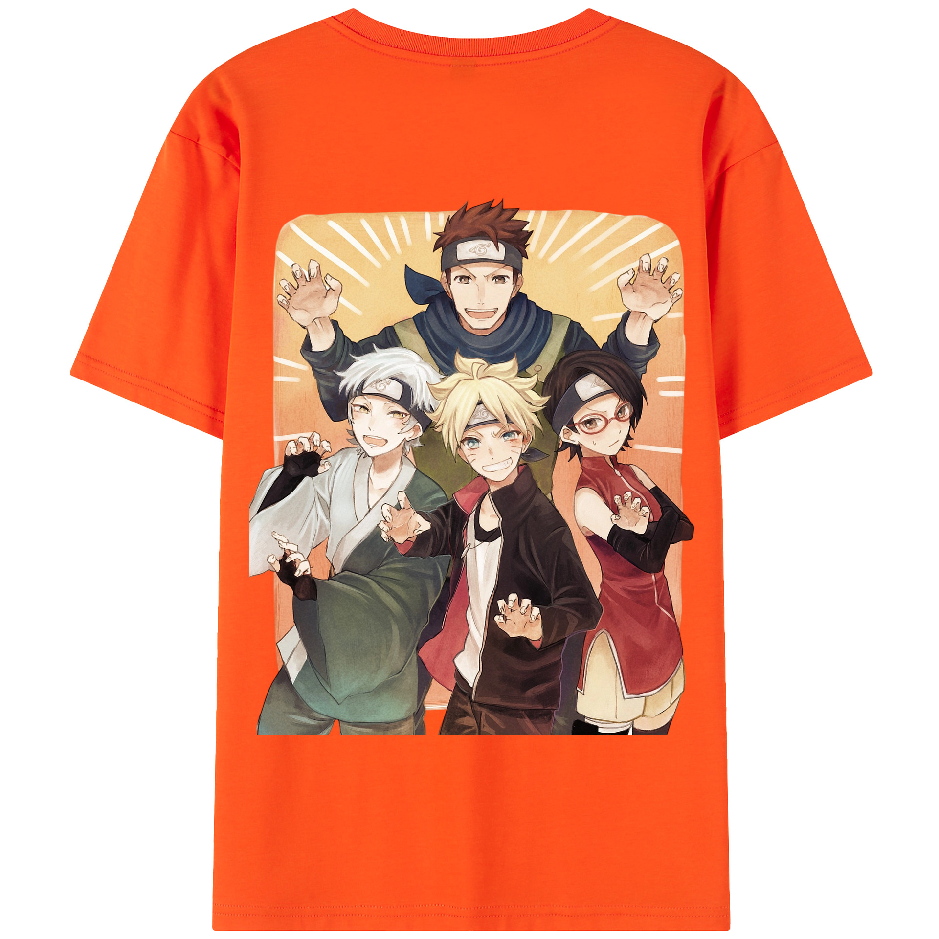 （画像用） NARUTO -ナルト- うちは サラダ Uchiha Sarada 綿100％半袖Tシャツ（背面プリント）