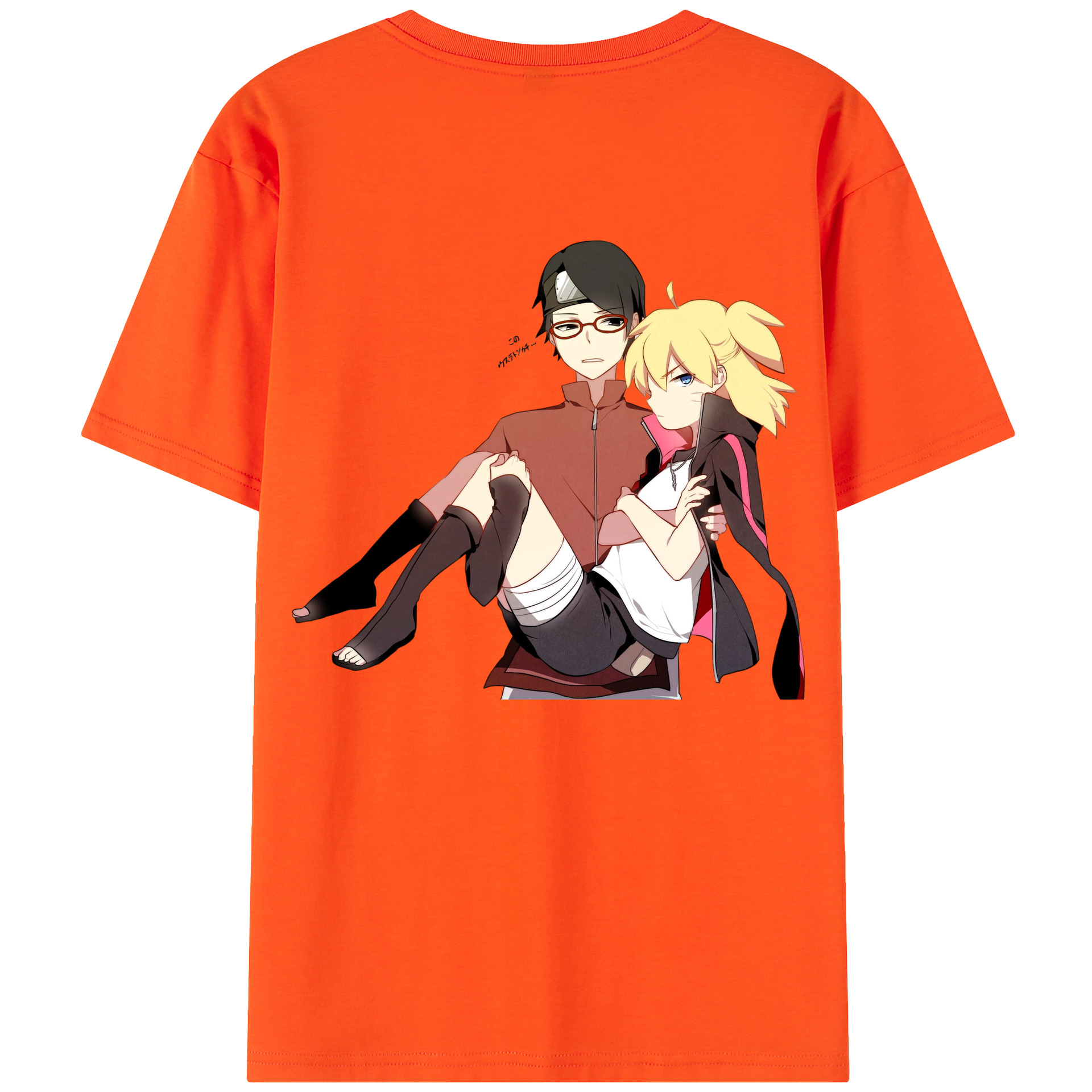 （画像用） NARUTO -ナルト- うちは サラダ Uchiha Sarada 綿100％半袖Tシャツ（背面プリント）