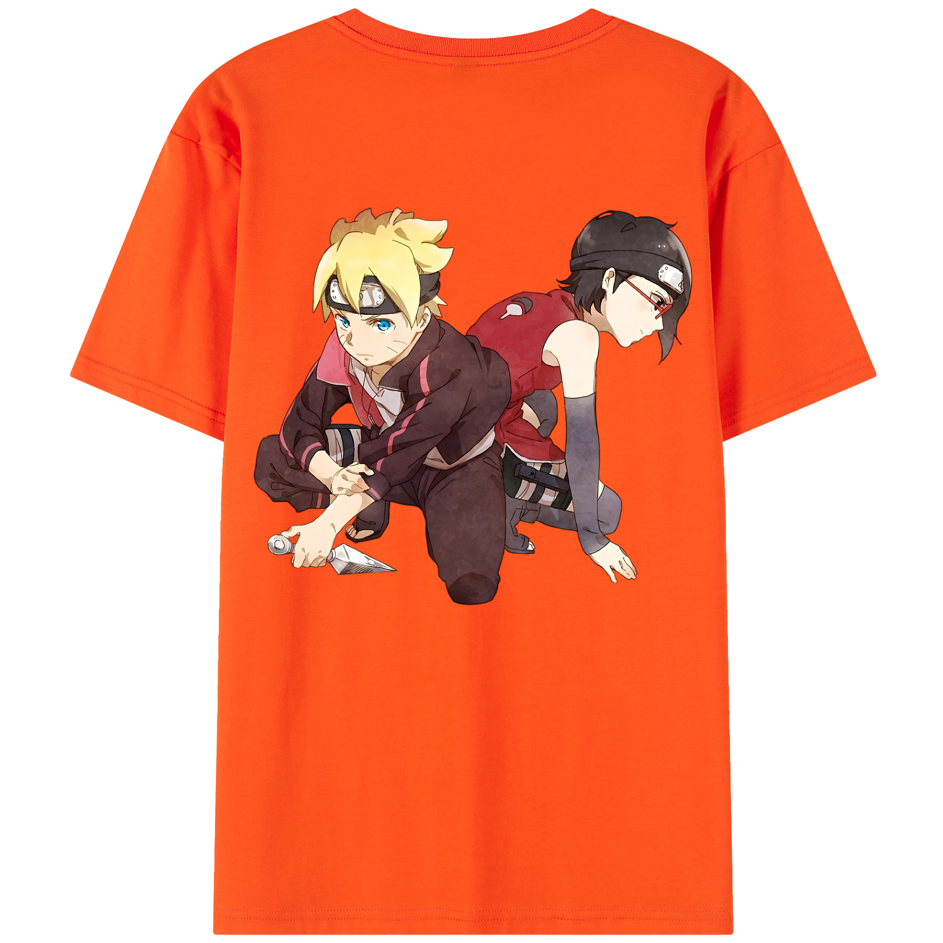 （画像用） NARUTO -ナルト- うちは サラダ Uchiha Sarada 綿100％半袖Tシャツ（背面プリント）