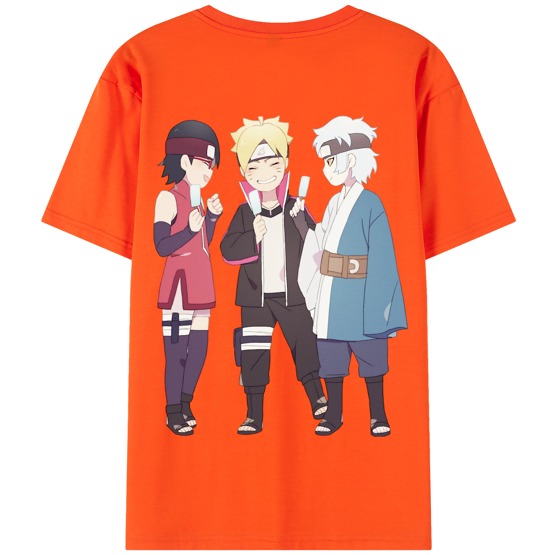 （画像用） NARUTO -ナルト- うちは サラダ Uchiha Sarada 綿100％半袖Tシャツ（背面プリント）