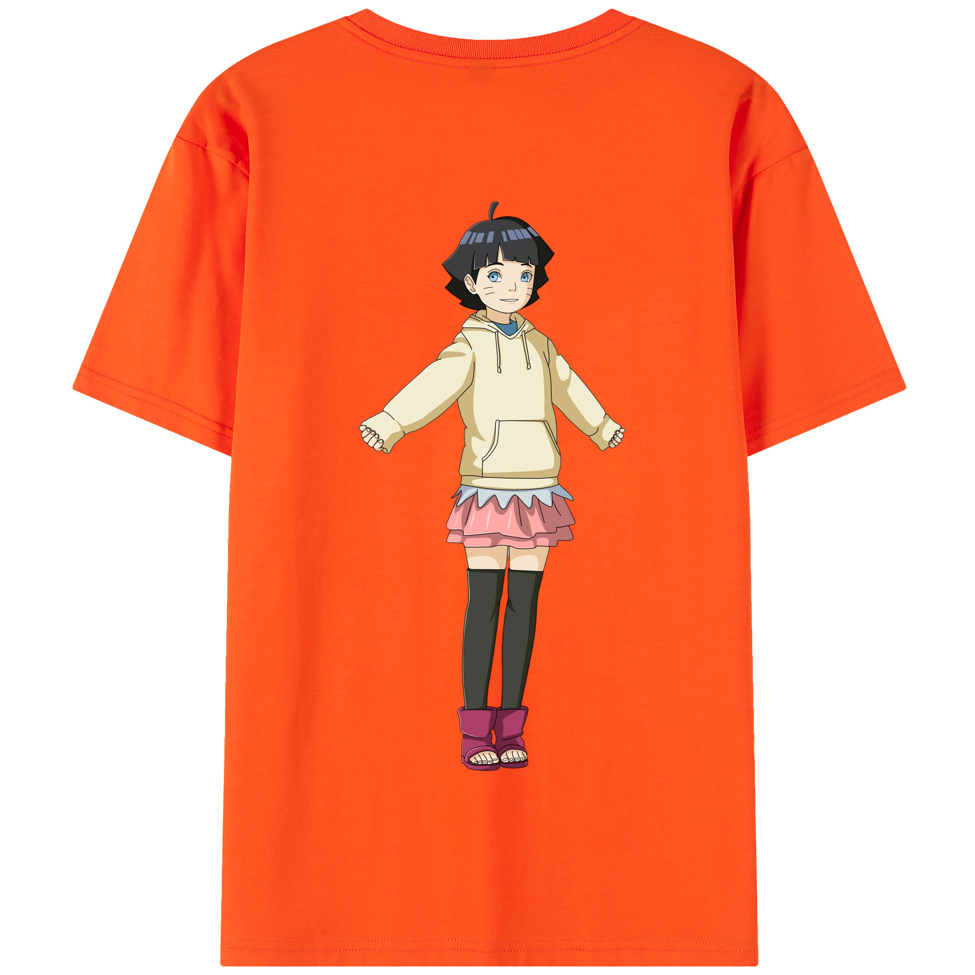 （画像用） NARUTO -ナルト- うずまき ヒマワリ Uzumaki Himawari 綿100％半袖Tシャツ（背面プリント）