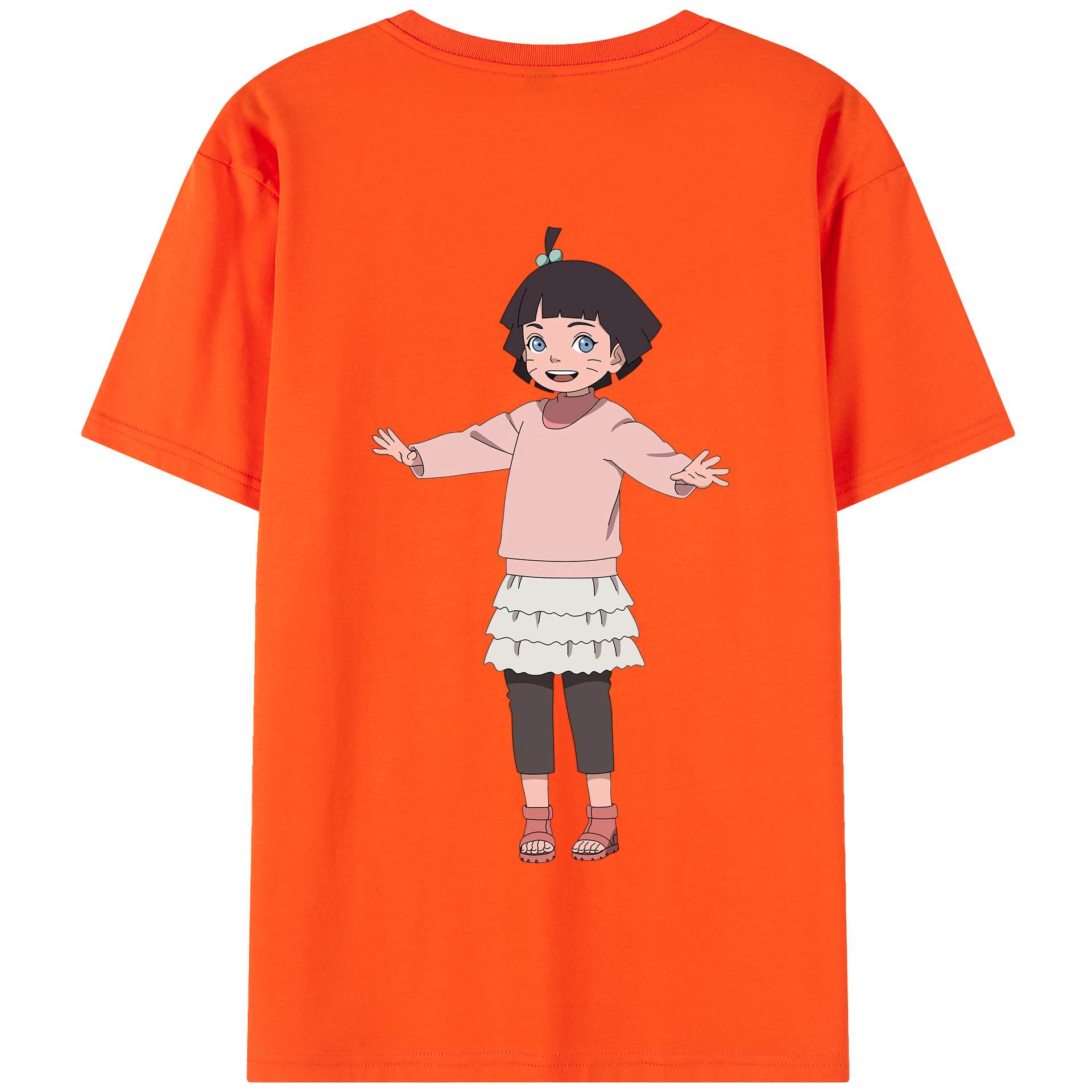 （画像用） NARUTO -ナルト- うずまき ヒマワリ Uzumaki Himawari 綿100％半袖Tシャツ（背面プリント）