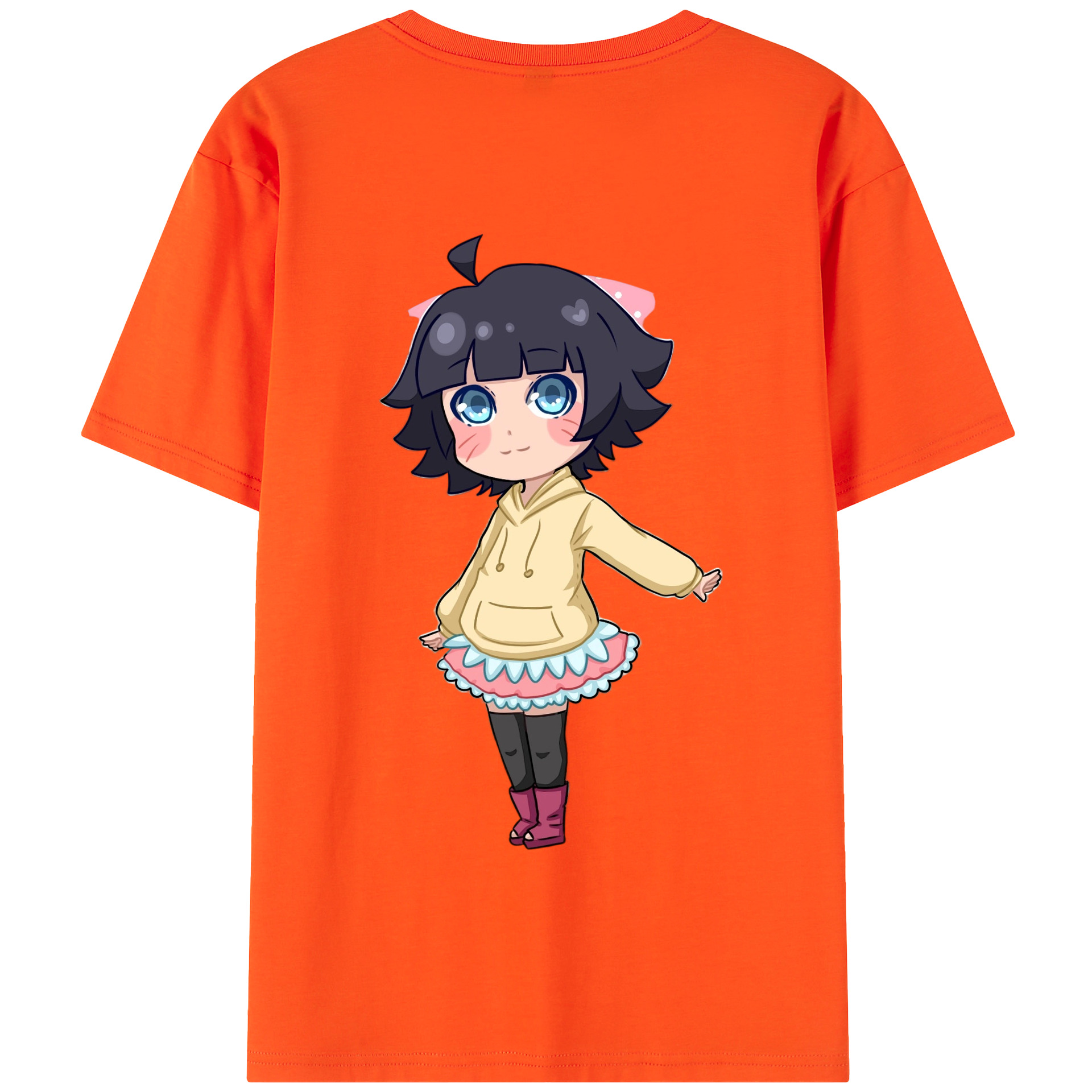 （画像用） NARUTO -ナルト- うずまき ヒマワリ Uzumaki Himawari 綿100％半袖Tシャツ（背面プリント）