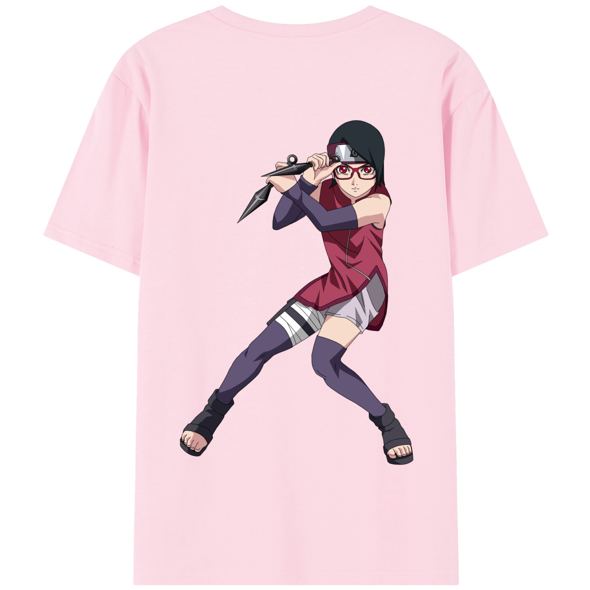 （画像用） NARUTO -ナルト- うちは サラダ Uchiha Sarada 綿100％半袖Tシャツ（背面プリント）