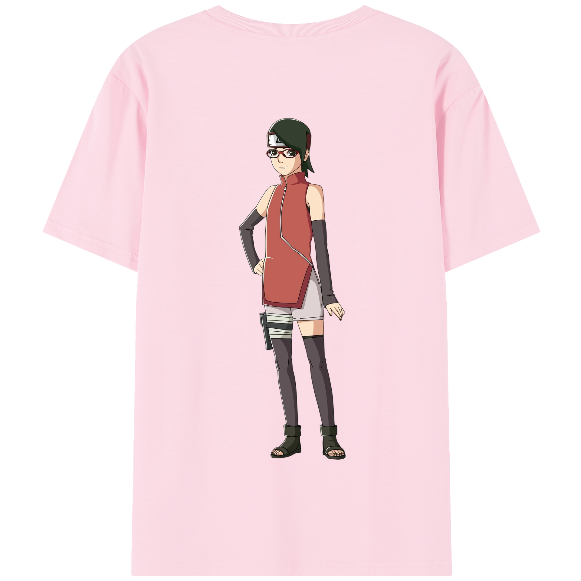 （画像用） NARUTO -ナルト- うちは サラダ Uchiha Sarada 綿100％半袖Tシャツ（背面プリント）