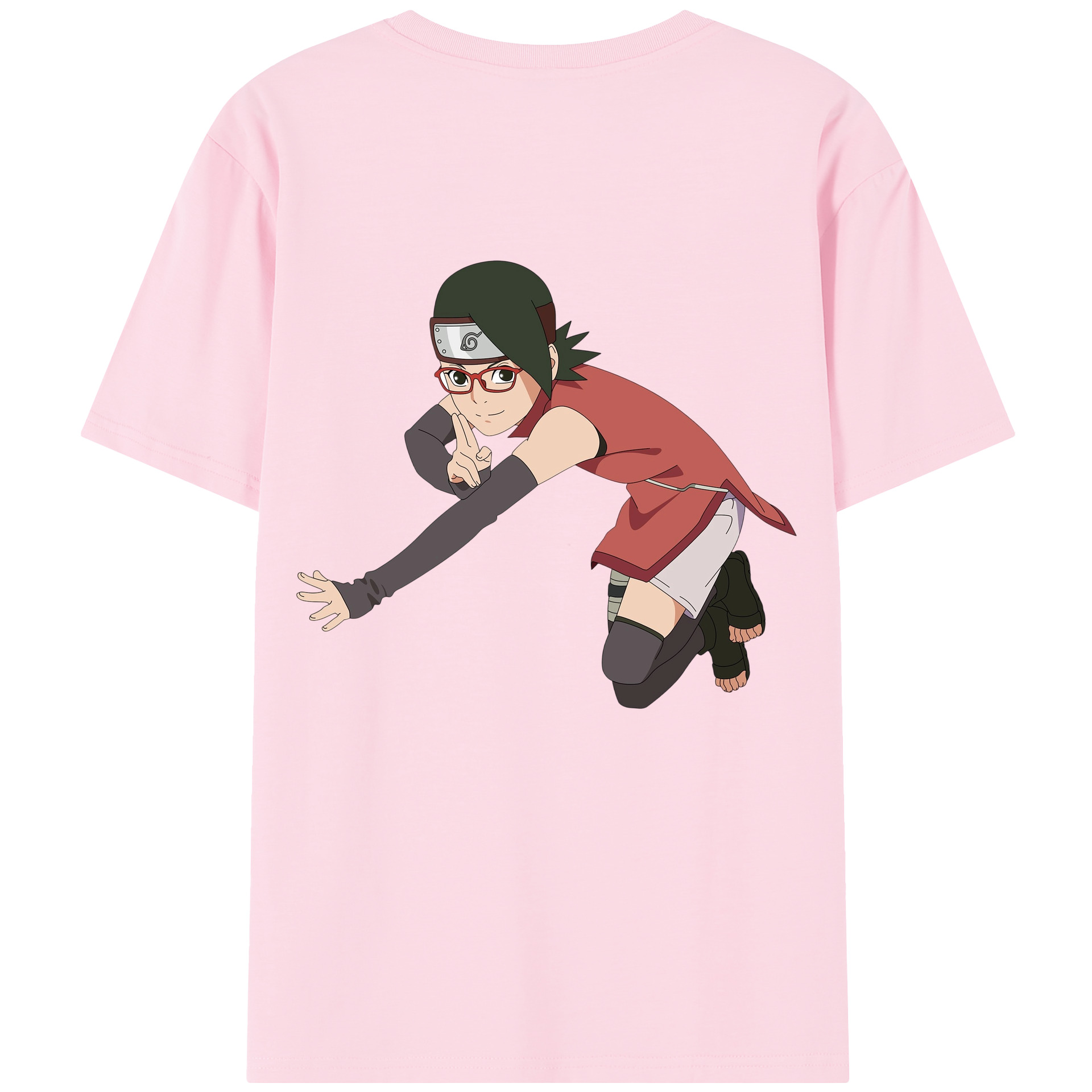 （画像用） NARUTO -ナルト- うちは サラダ Uchiha Sarada 綿100％半袖Tシャツ（背面プリント）